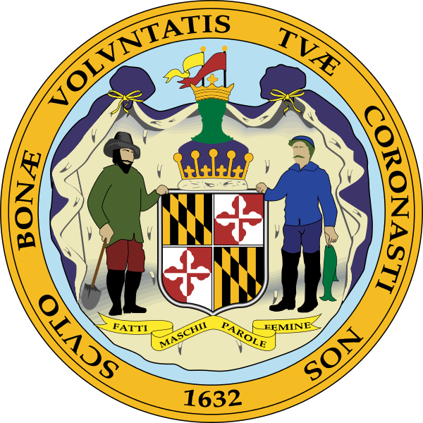 The Great seal of the State of Maryland—with its scandalous words on the banner at the bottom