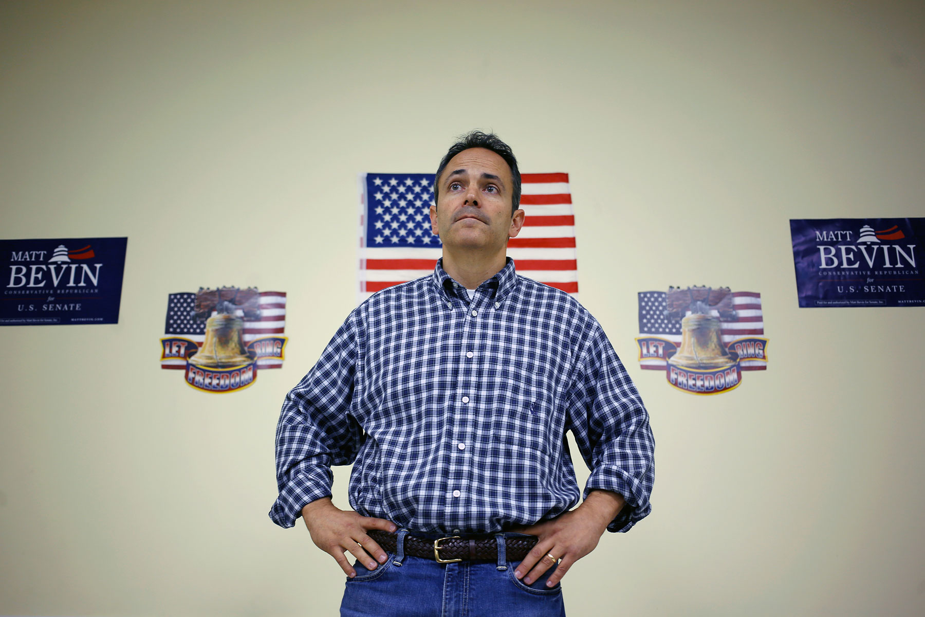 Louisville businessman Matt Bevin speaks during a meeting of the Spencer County Tea Party at the Kentucky Farm Bureau in Taylorsville, Ky., October 15, 2013.