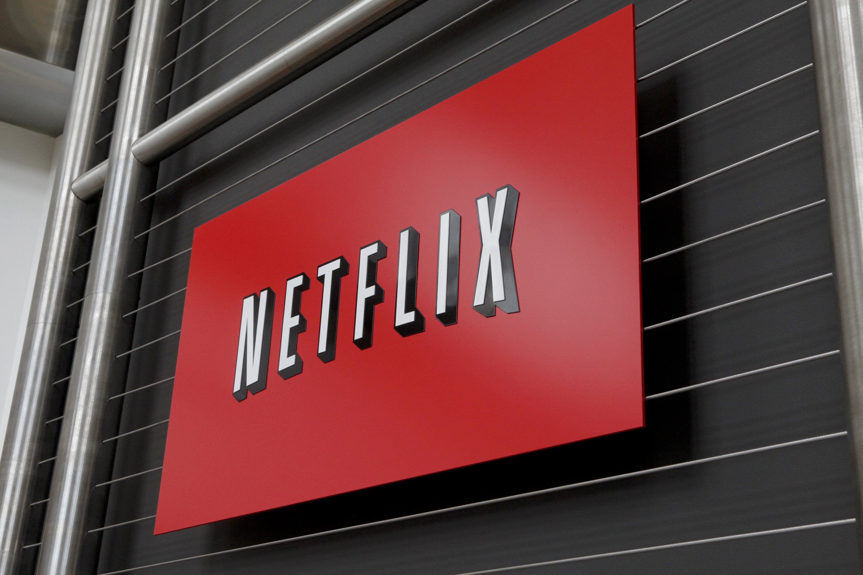 The Netflix company logo at Netflix headquarters in Los Gatos, Calif., on April 13, 2011. (Ryan Anson—AFP/Getty Images)
