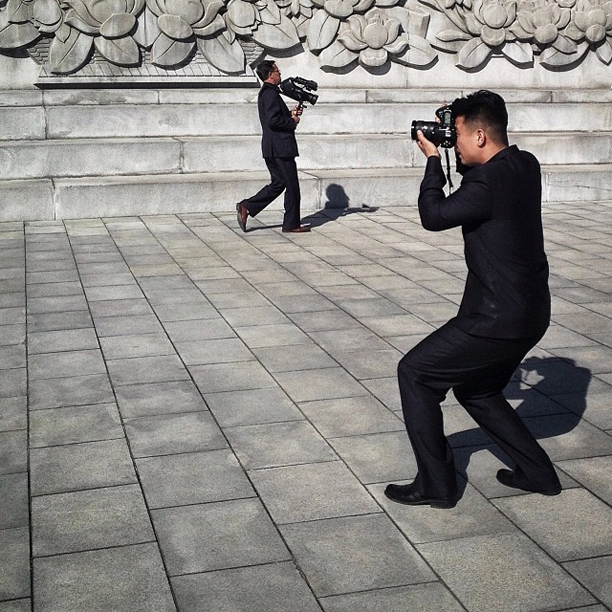 North Korean state media in action, Pyongyang, October 3, 2013.