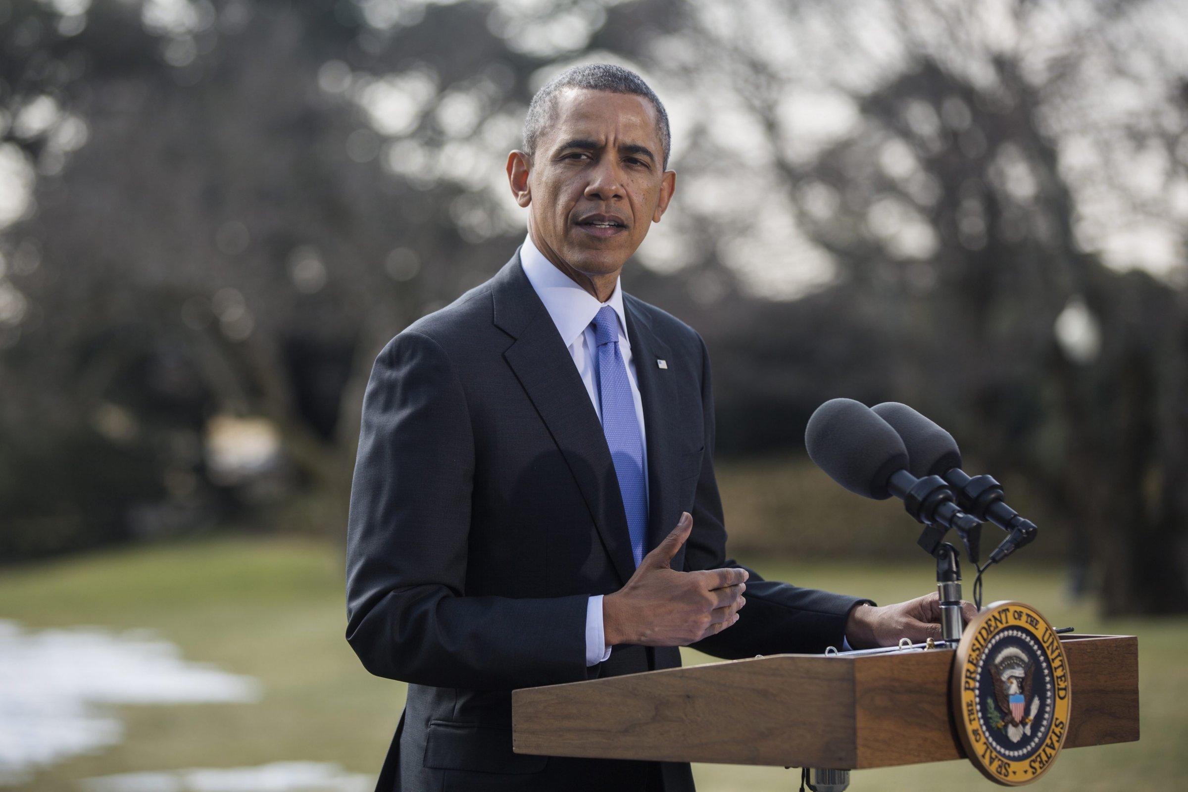 U.S. President Barack Obama announces additional sanctions against Russia on the South Lawn of the White House in Washington, D.C., on March 20, 2014.