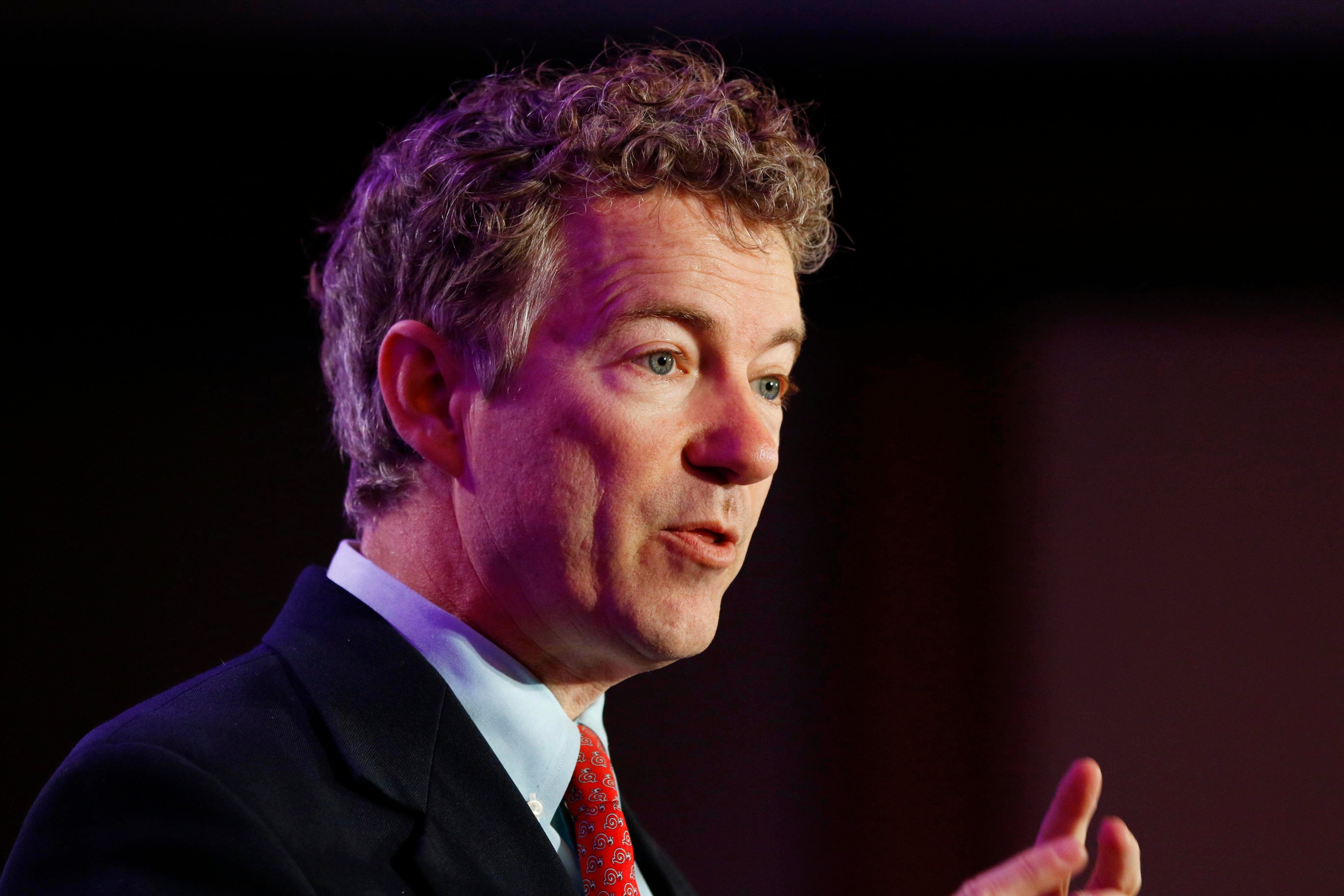 Senator Rand Paul of Kentucky speaks to the crowd at the Tea Party Patriots 5th anniversary conference at the Hyatt Regency Hotel in Washington, D.C., on Feb. 27, 2014. (Mark Peterson—Redux)