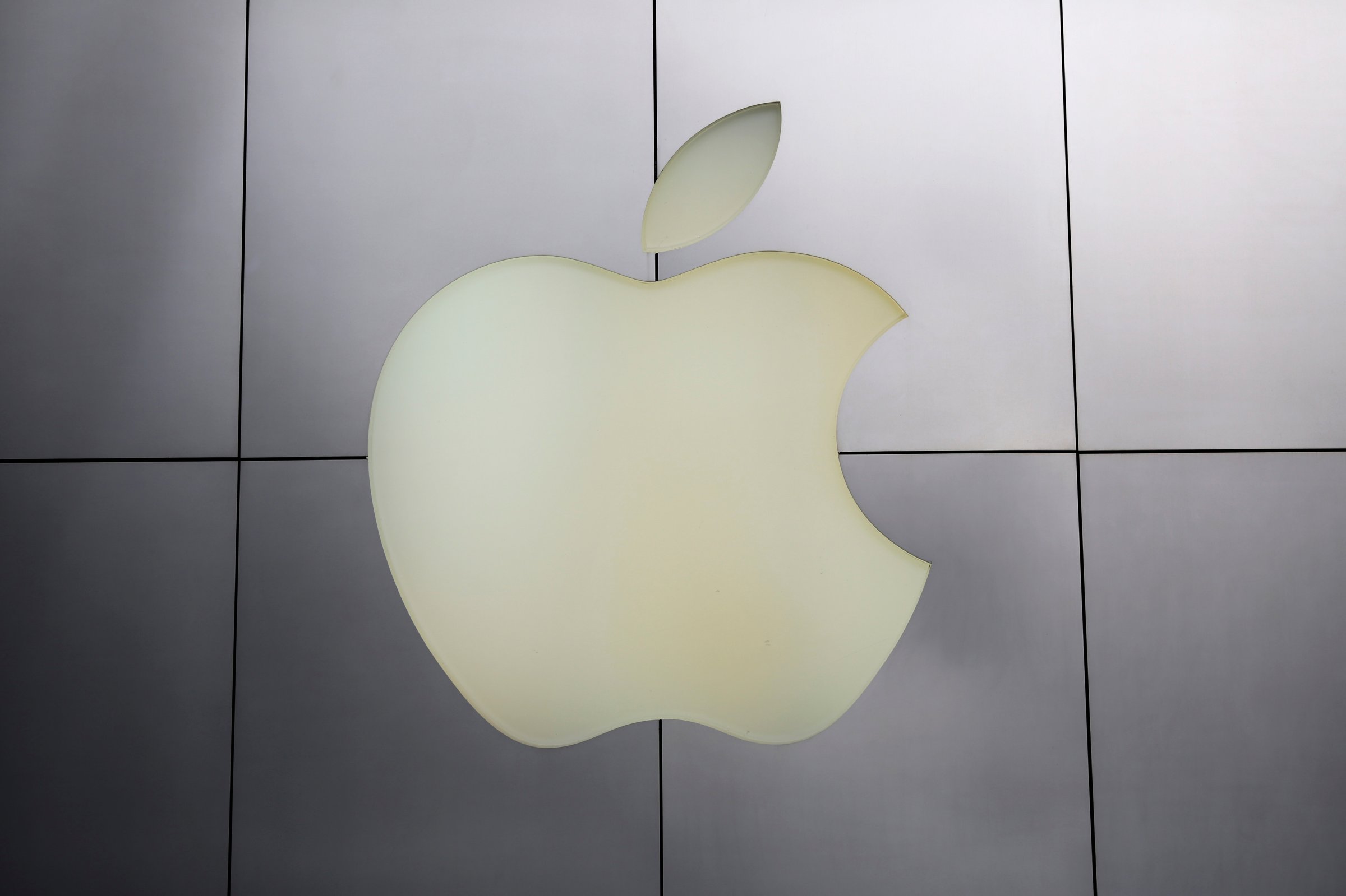 The Apple logo is pictured at its flagship retail store in San Francisco