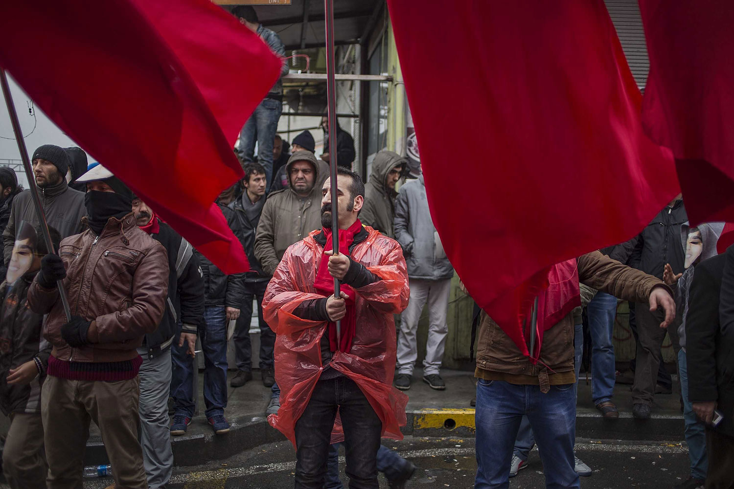 A man attends a gathering in Okmeydani neighborhood in Istanbul after the death of Berkin Elvan, March 11, 2014.
