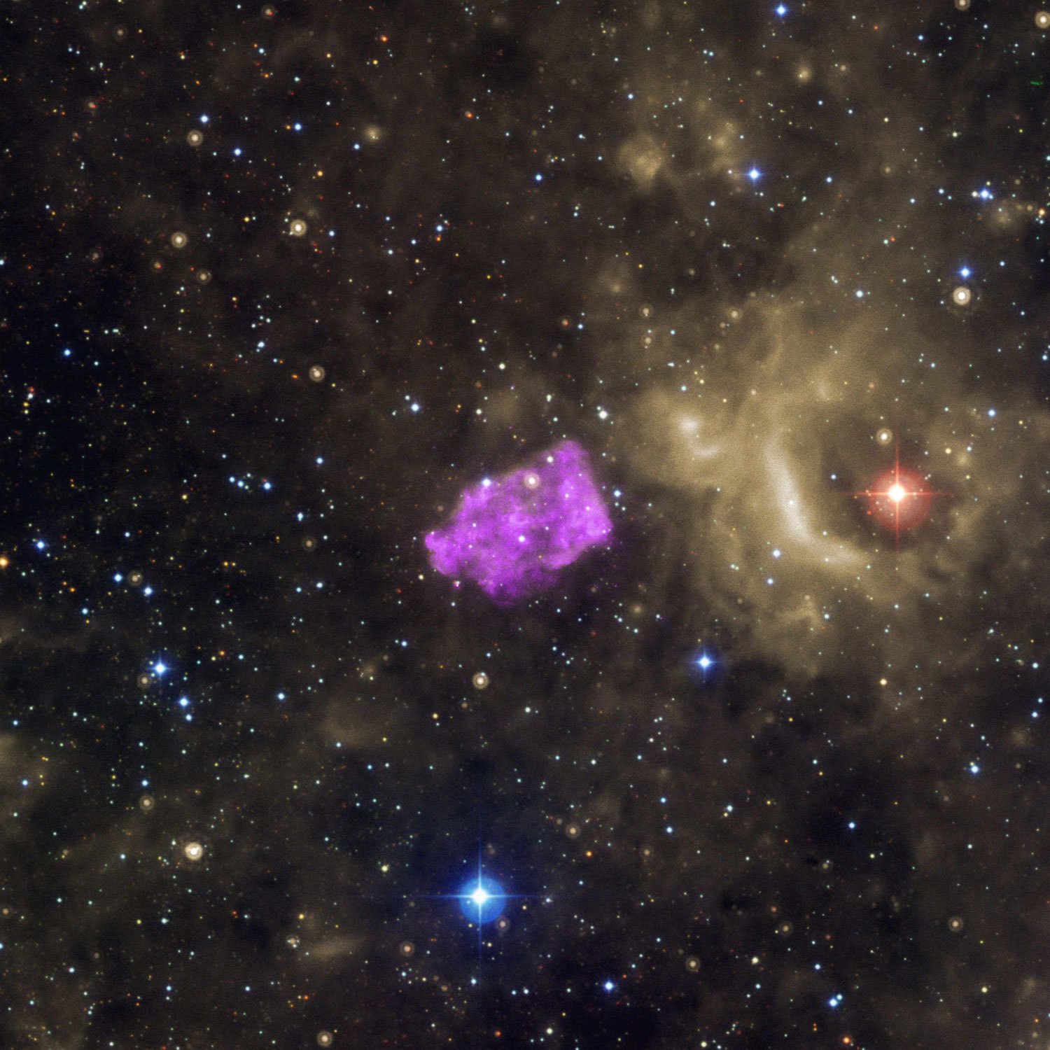 The Galactic supernova remnant 3C 397 in an image released on Nov. 6, 2013. Researchers think the formation's box-like appearance is produced as the heated remains of the exploded star—detected here by the Chandra x-ray observatory—run into cooler gas surrounding it.