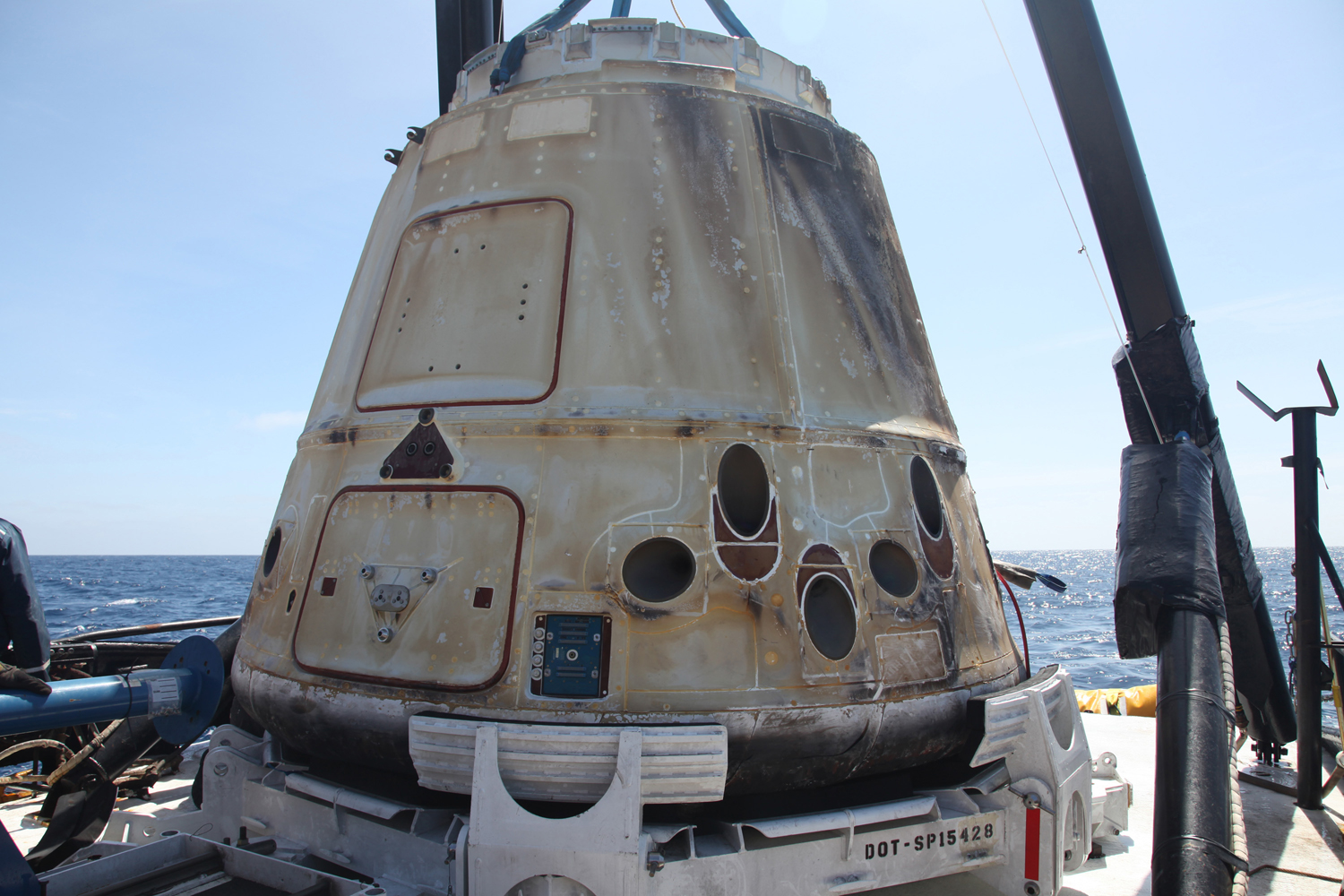 SpaceX's Dragon on the recovery boat on April 13, 2013.