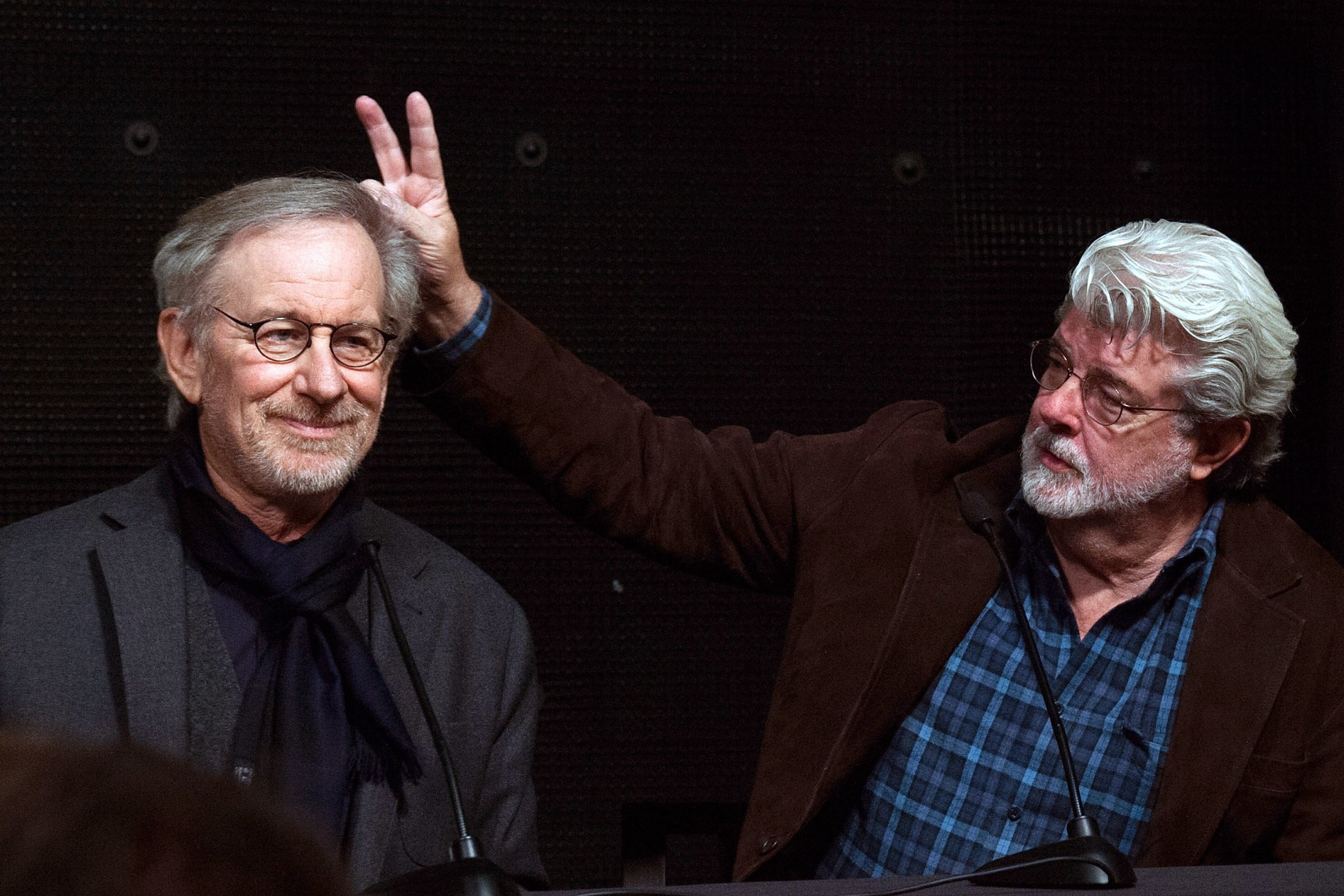 Steven Spielberg and George Lucas pal around.