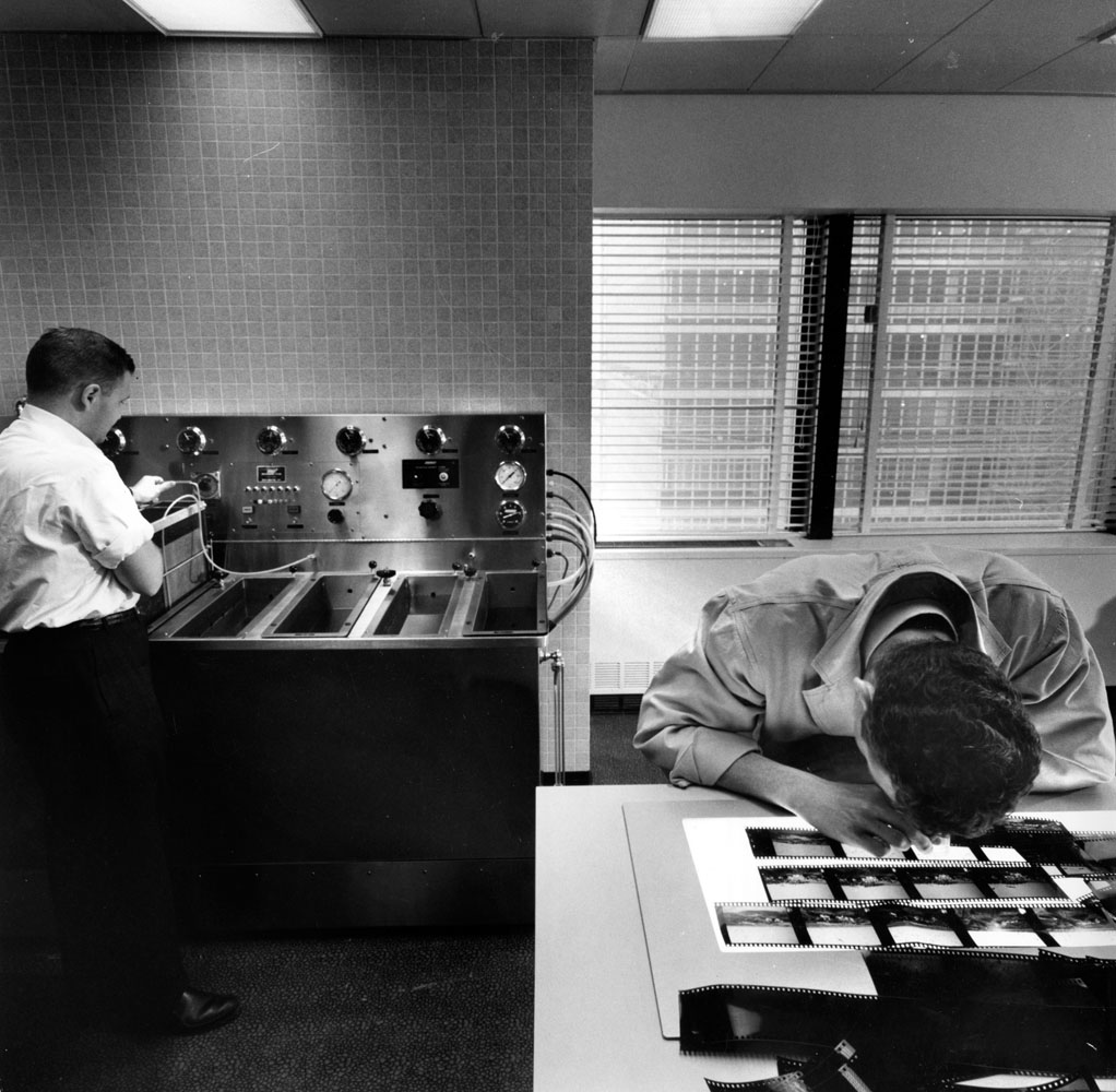 Technicians at LIFE magazine processed incoming film from around the world at the labs housed within the building.
