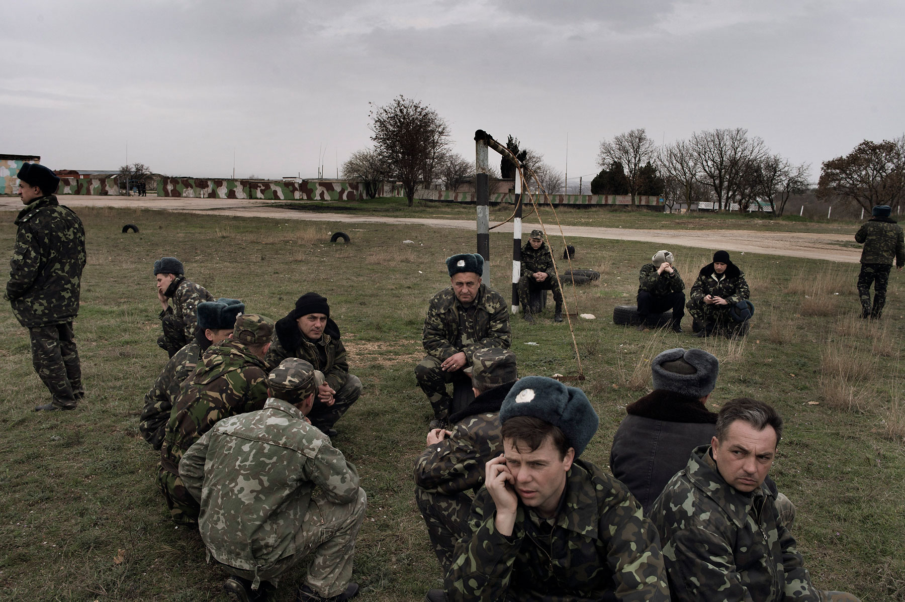 Ukrainian soldiers at the Belbek air force base in Crimea, March 4, 2014. (Yuri Kozyrev—NOOR for TIME)