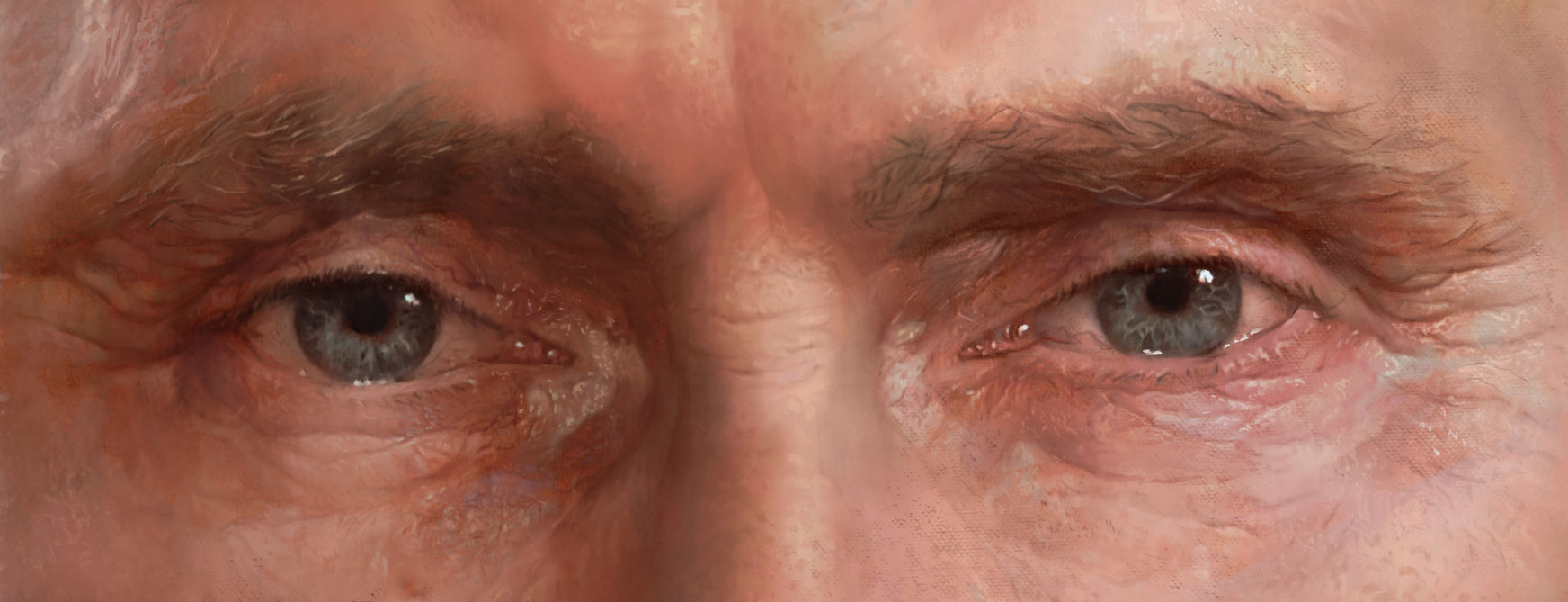 A detail from Sokov's portrait of Vladimir Putin.