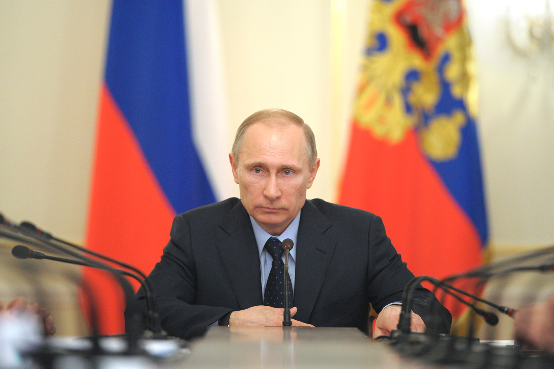 Russian President Vladimir Putin chairs Russian government meeting at Novo-Ogaryovo residence outside Moscow
