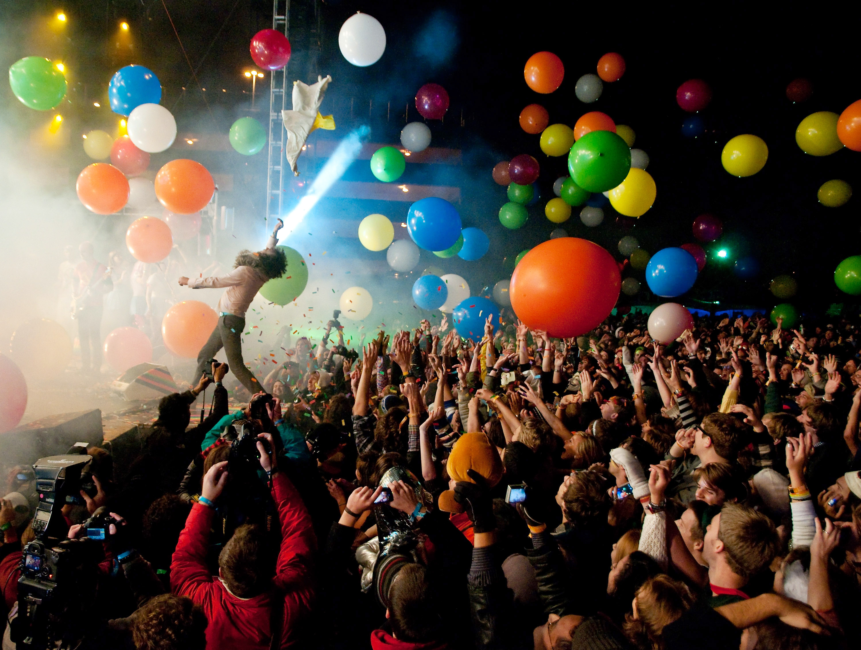 Wayne Coyne performs with The Flaming Lips during Moogfest 2011 at the Animoog Playground on October 29, 2011 in Asheville, North Carolina. (David Gordon Oppenheimer—Getty Images)