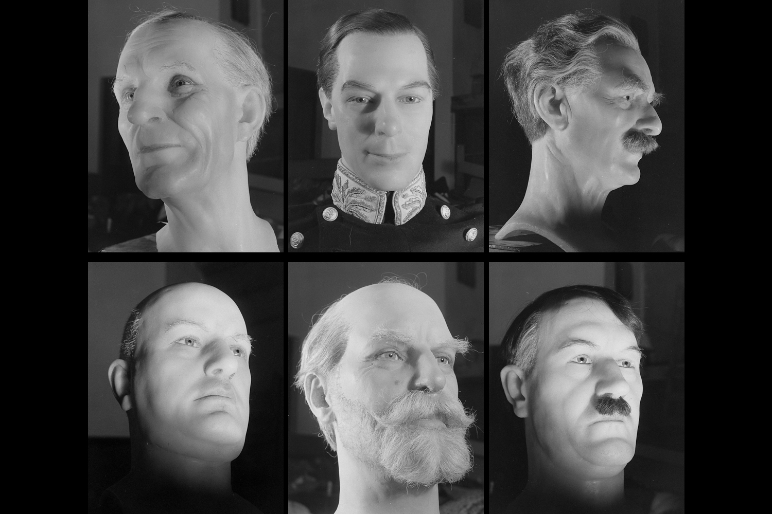 Waxworks on display at the 1939 World's Fair, including Supreme Court Chief Justice Charles Evans Hughes (bottom middle) and Adolf Hitler.