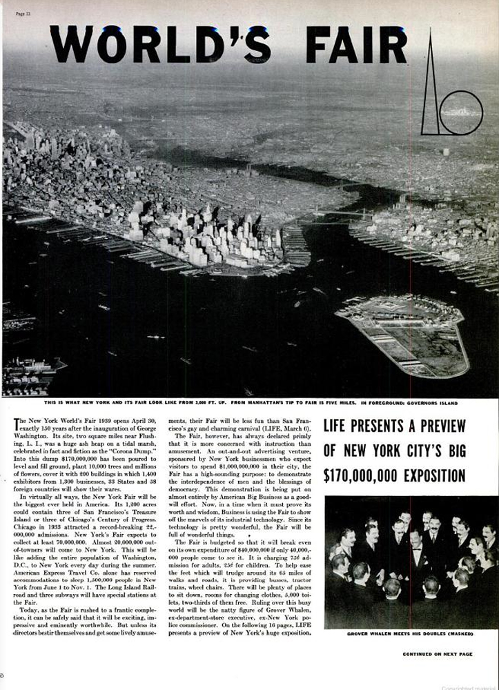 LIFE magazine feature on the 1939 New York World's Fair.