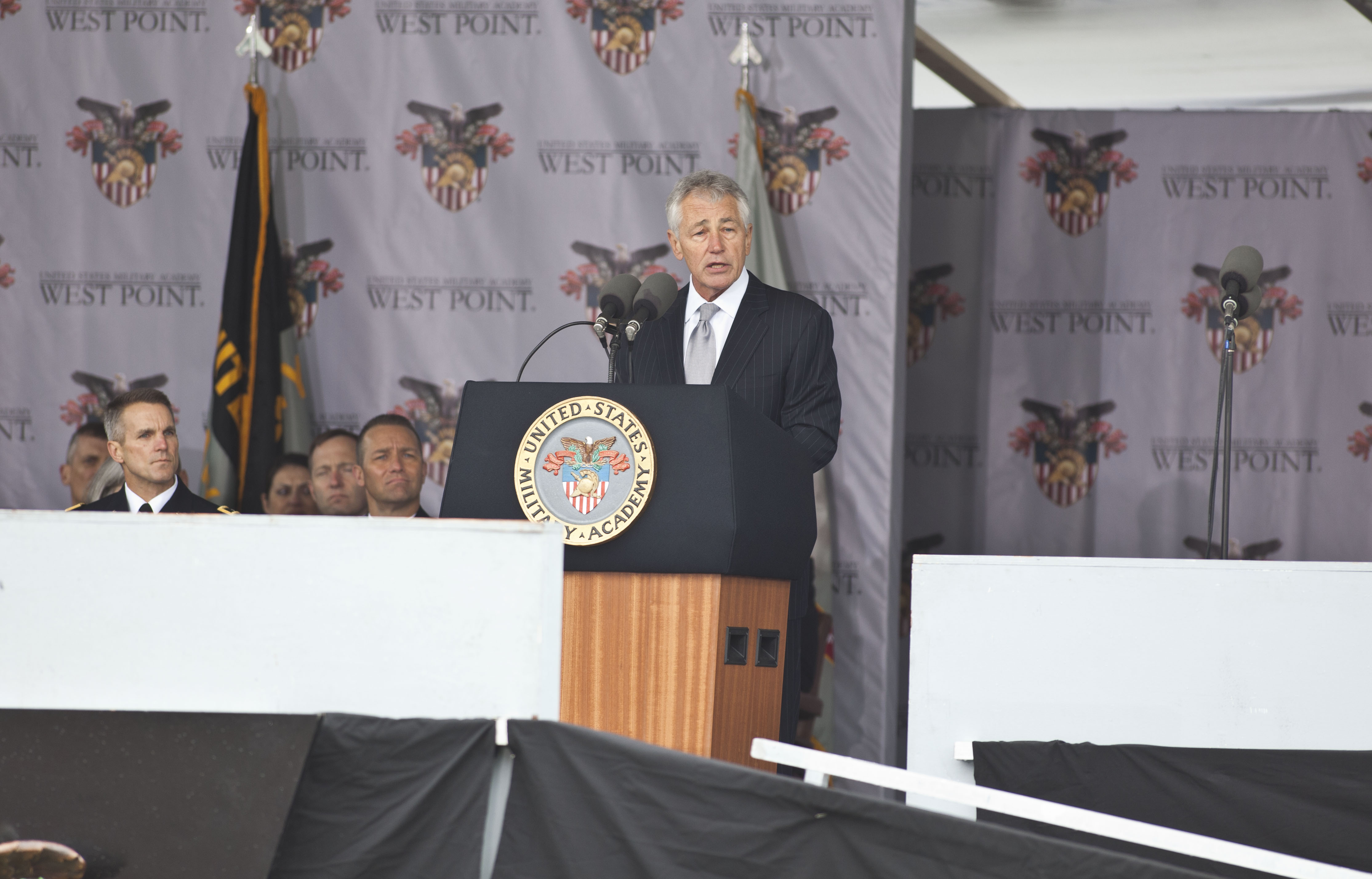 Secretary of Defense Chuck Hagel addresses the United States Military Academy at West Point during the 215 commencement ceremony May 25, 2013 in West Point, New York. (Ramin Talaie—Getty Images)
