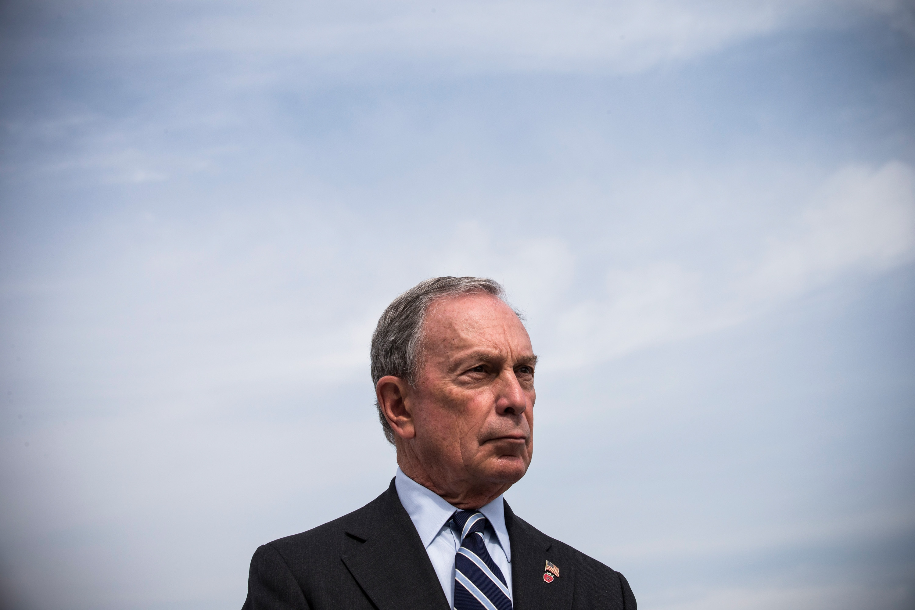 Former New York City Mayor Michael Bloomberg unveils a Hurricane Sandy Recovery Report at a press conference with U.S. Secretary for Housing and Urban Development Shaun Donovan (not seen) on Aug. 19, 2013 in the Brooklyn Borough of New York City.