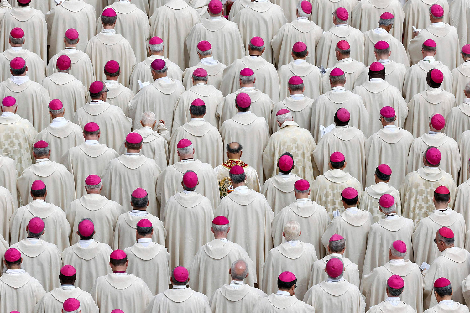 Bishops attend a canonisation mass in St. Peter's Square at the Vatican
