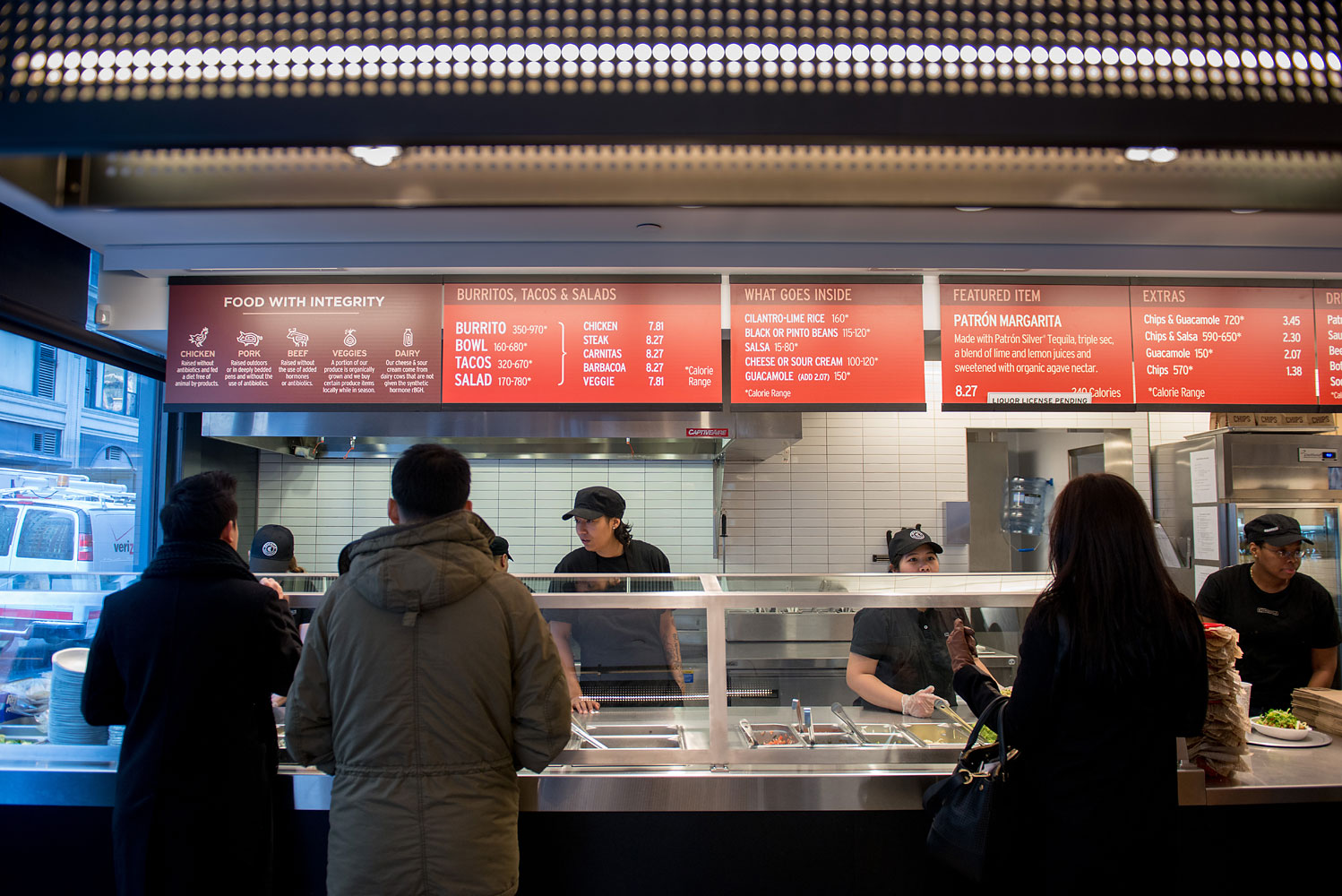 Lunchtime activites at Chipotle Mexican Grill's Madison Square Park Location in New York, Jan. 29, 2014. (Craig Warga—Bloomberg/Getty Images)