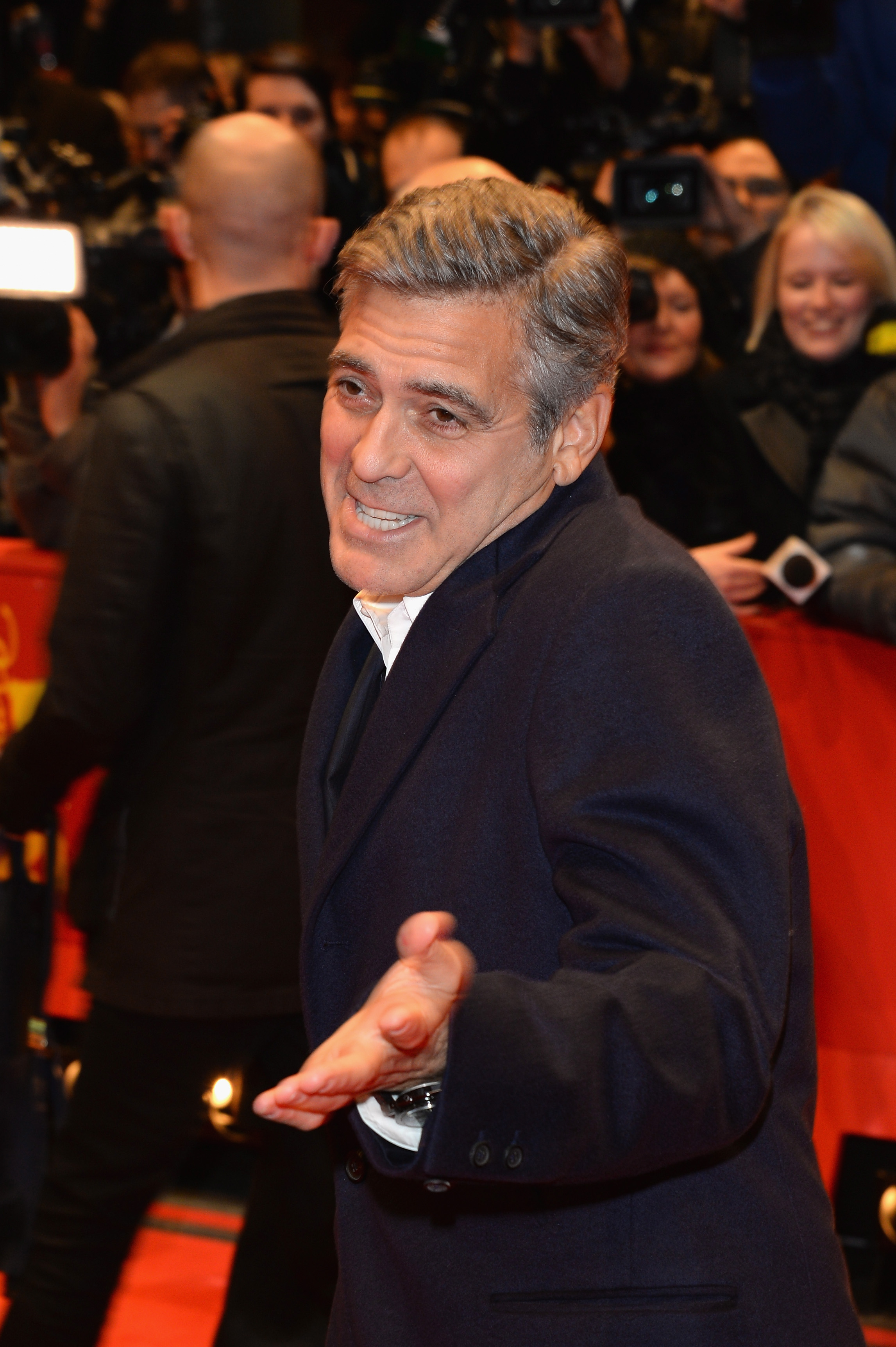 George Clooney attends <i>The Monuments Men</i> premiere during the 64th Berlinale International Film Festival in Berlin on Feb. 8, 2014 (Luca Teuchmann&mdash;WireImage)