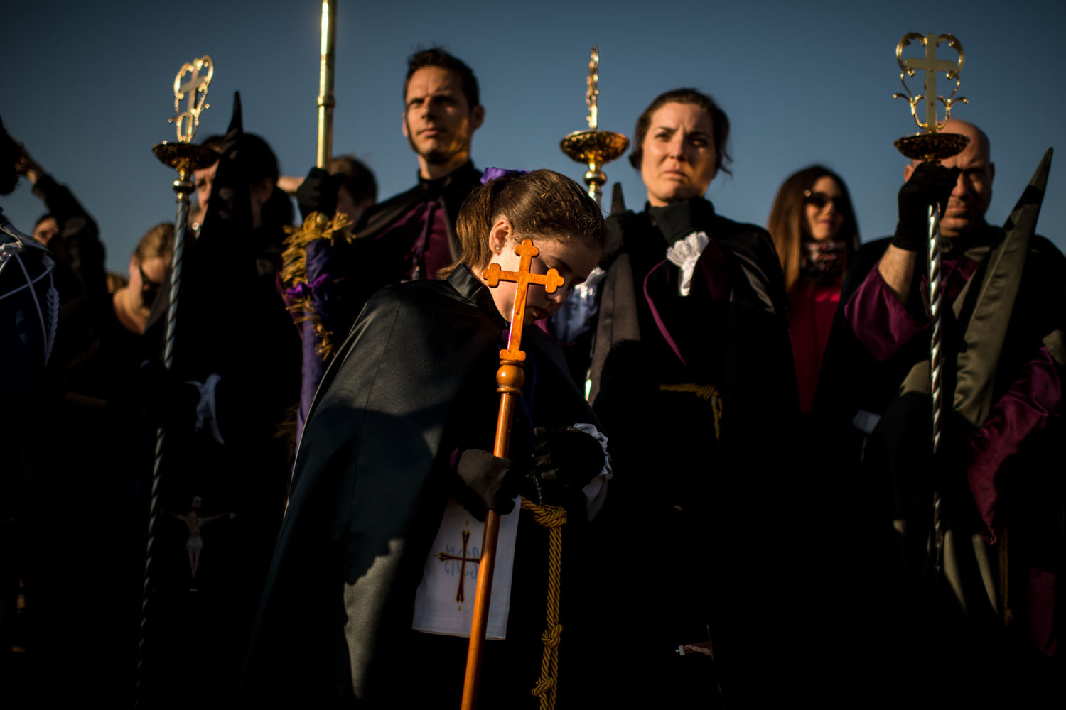 Apr. 18, 2014.  Worshipers of the 'Santisimo Cristo del Salvador' brotherhood pray around the crucifix on the beach during a holy week procession in Valencia, Spain. Spain celebrates holy week before Easter with processions in most Spanish towns.