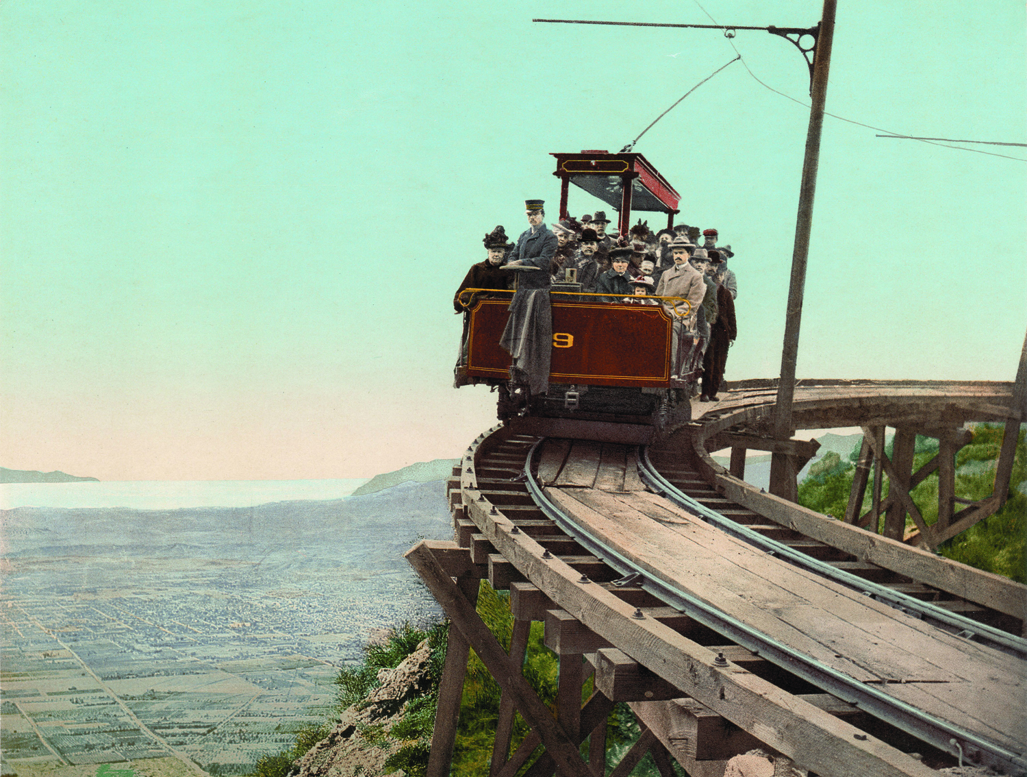 Mount Lowe Railway, on the circular bridge, California, photochrom.