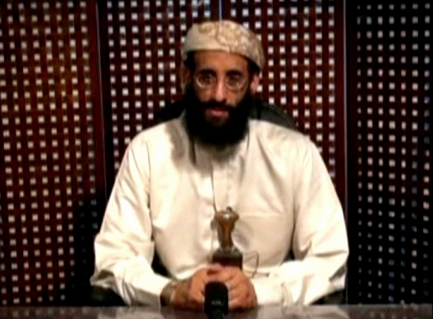Anwar al-Awlaki, a U.S.-born cleric linked to al Qaeda's Yemen-based wing, gives a religious lecture in an unknown location in this still image taken from video released by Intelwire.com on Sept. 30, 2011.