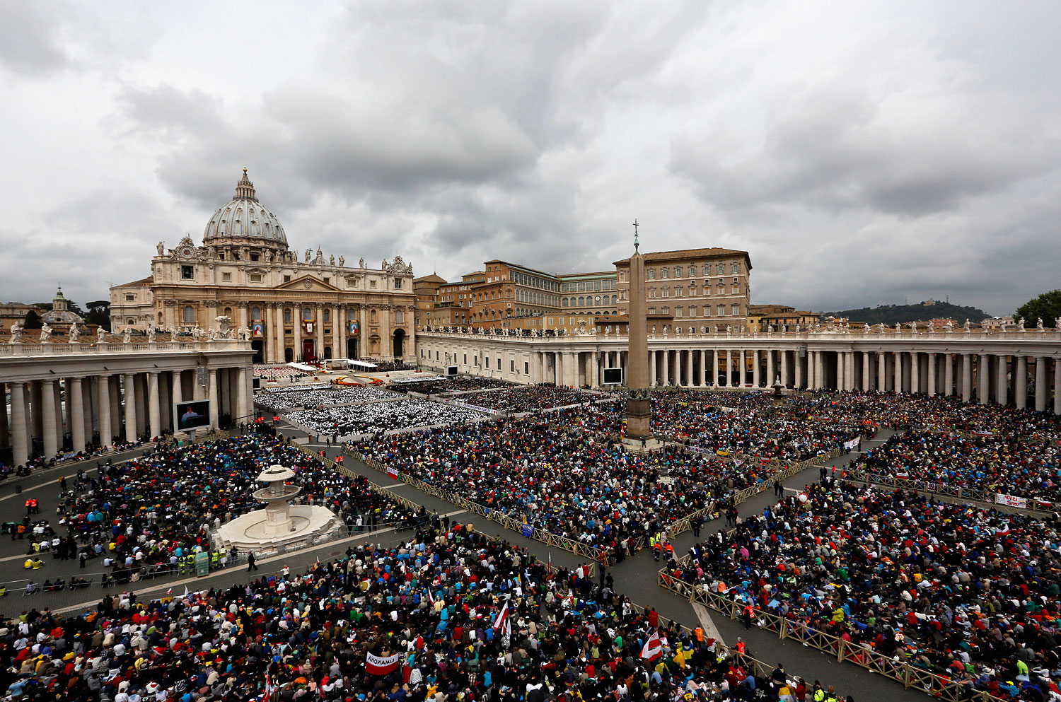 Faithful gather in St. Peter's Square.