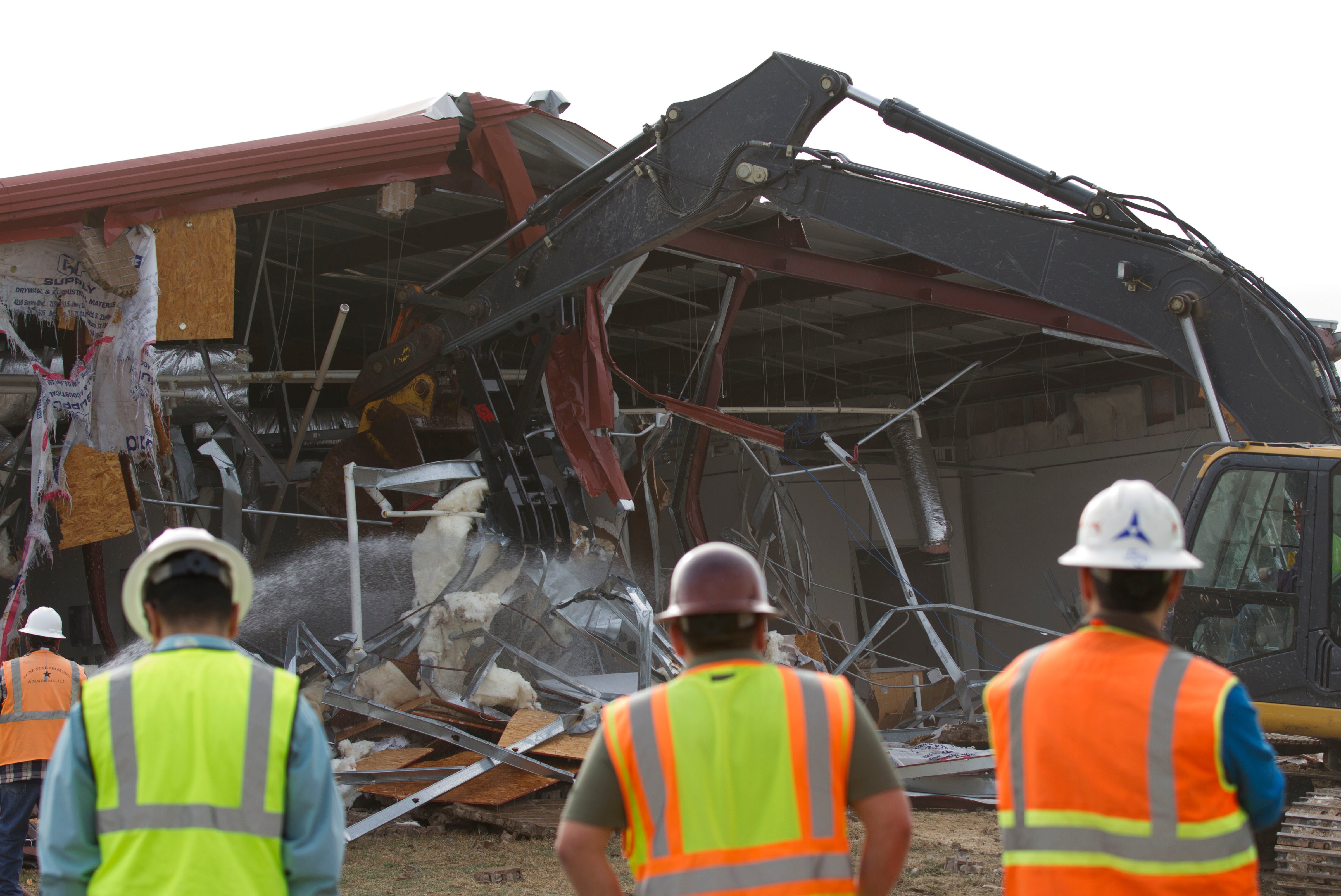 Building 42003 being demolished at Fort Hood in February. (Fort Hood Public Affairs Office / AP)