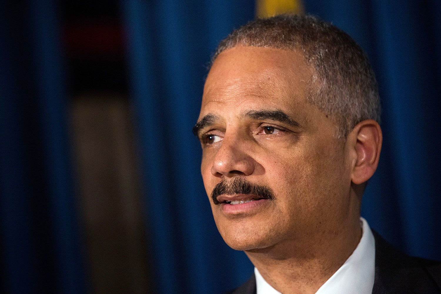 Attorney General Eric Holder speaks at a press conference on April 1, 2014 in New York. (Andrew Burton—Getty Images)
