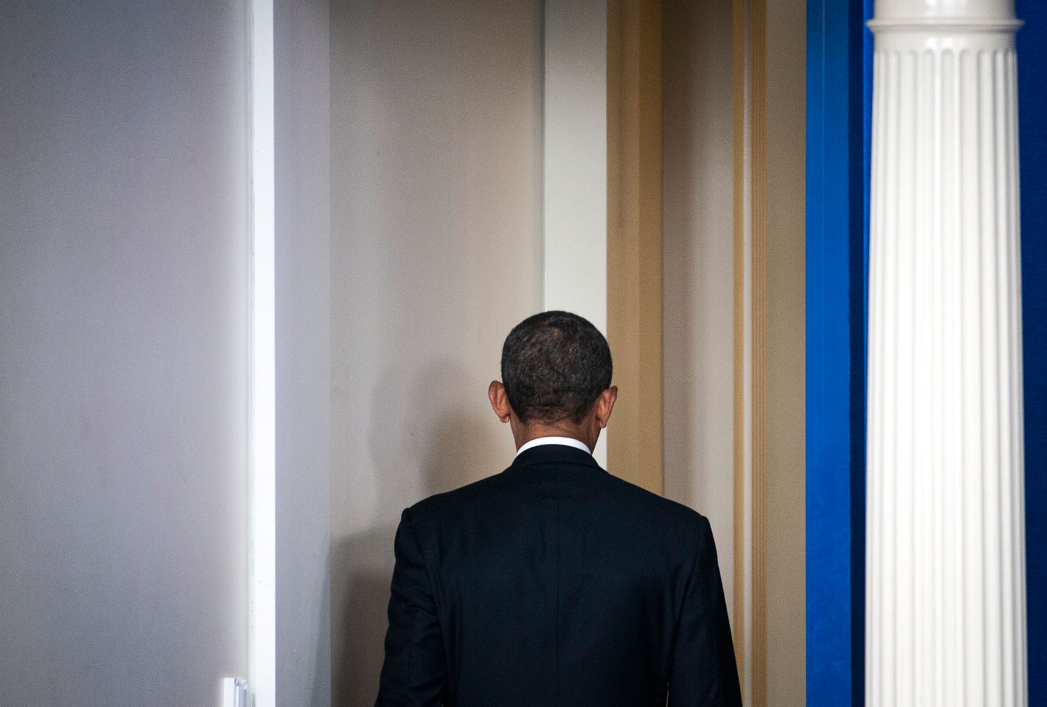 President Barack Obama leaves after speaking to reporters at the White House in Washington, March 17, 2014.