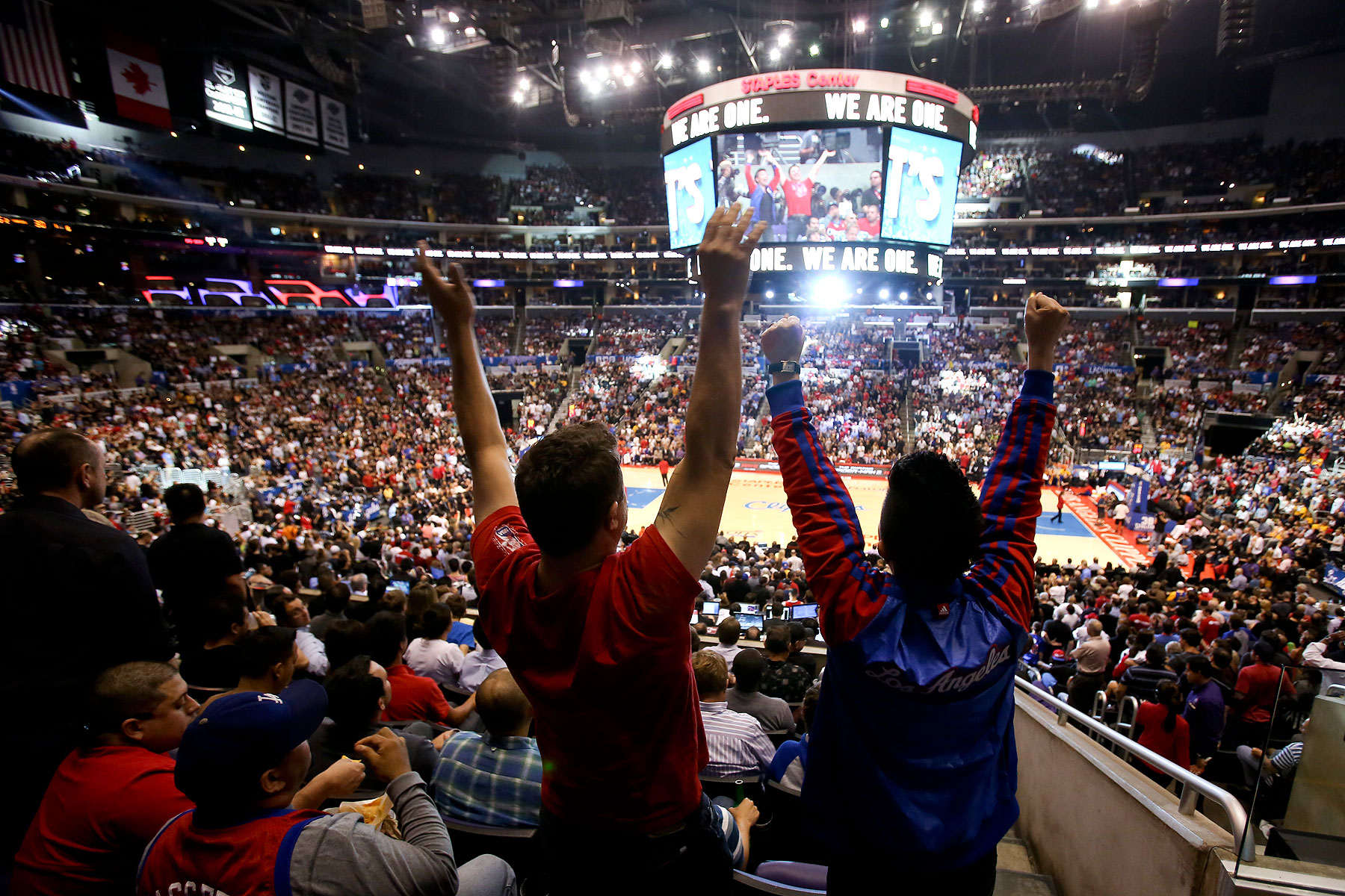 Fans show their support of the Los Angeles Clippers during Game 5 of the Clippers' opening-round NBA basketball playoff series against the Golden State Warriors on April 29, 2014, in Los Angeles (Ringo H.W. Chiu—AP)