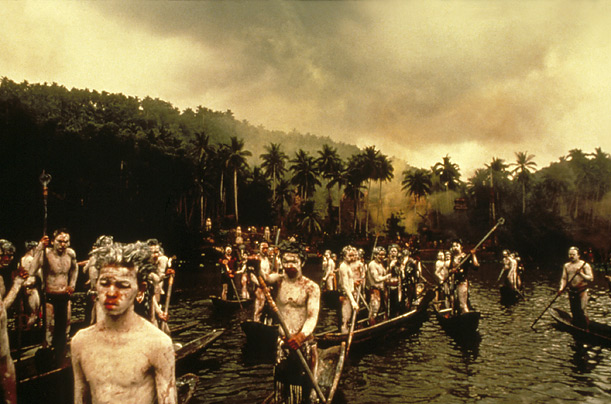 Colonel Kurtz's army greets Captain Willard as he arrives in camp. About the experience of filming the Apocalypse Now, Coppola said,  We were in the jungle, there were too many of us, we had access to too much money, too much equipment, and little by little, we went insane.