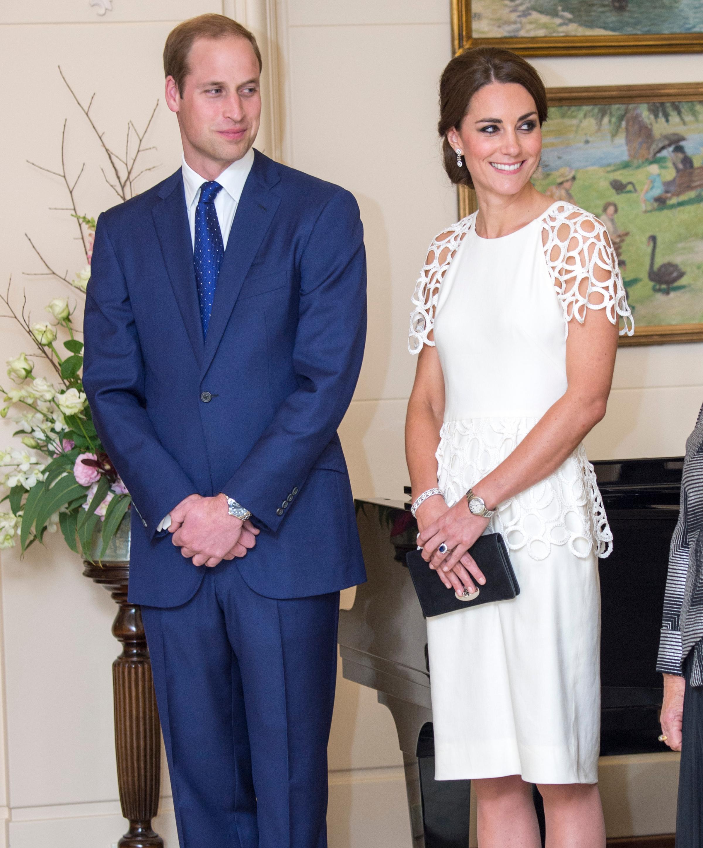 From left: The Duke and Duchess of Cambridge during a reception at Government House in Canberra on April 24, 2014.
