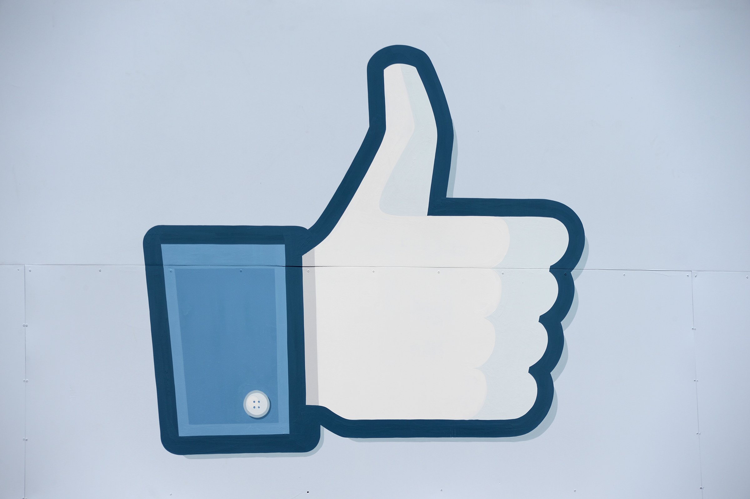 The "Like" button icon at the Facebook main campus in Menlo Park, Calif., on May 15, 2012.
