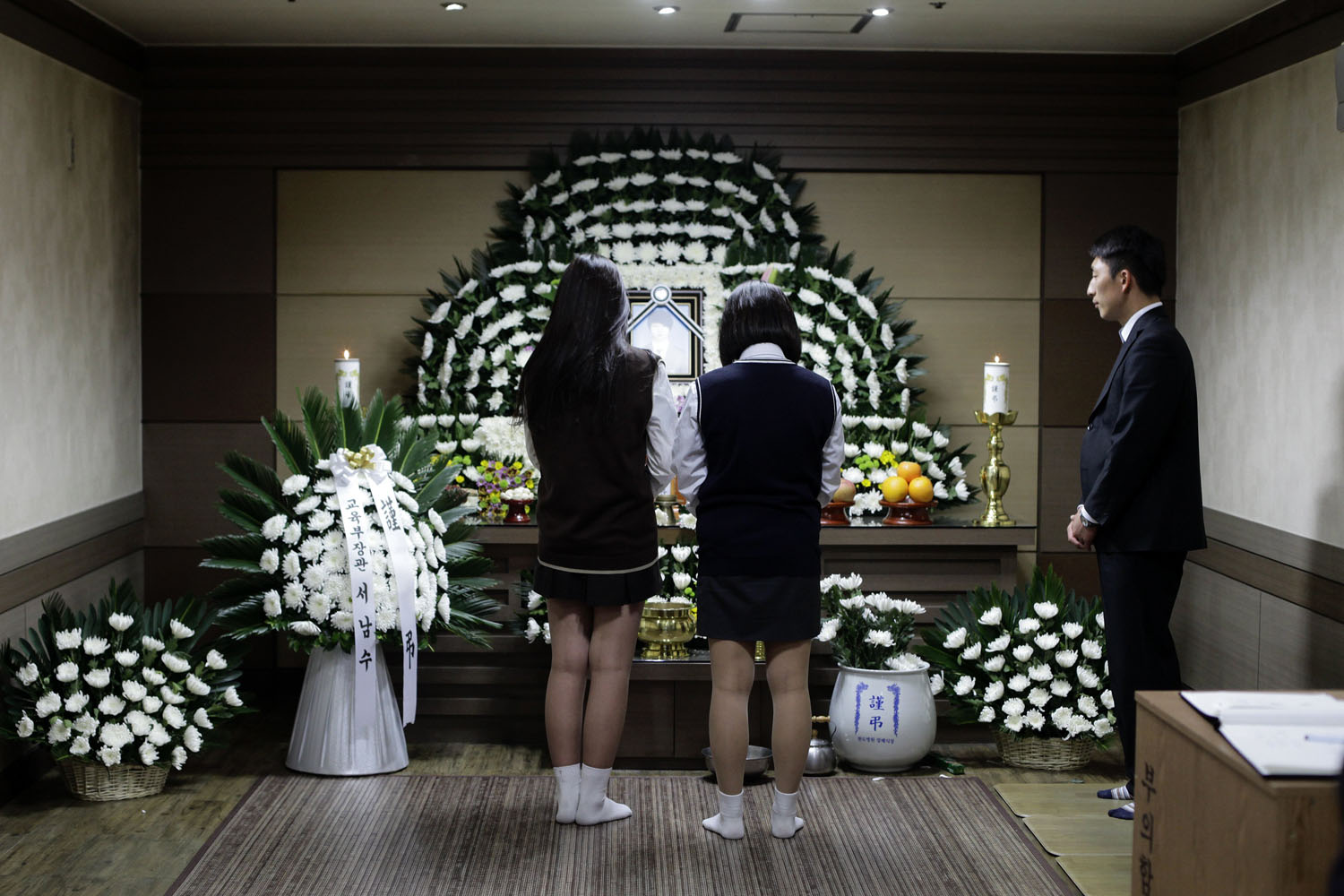 Apr. 18, 2014. Danwon High School students attend the funeral of Lee Da-woon, a victim of the sunken Sewol ferry accident, in Ansan, South Korea.