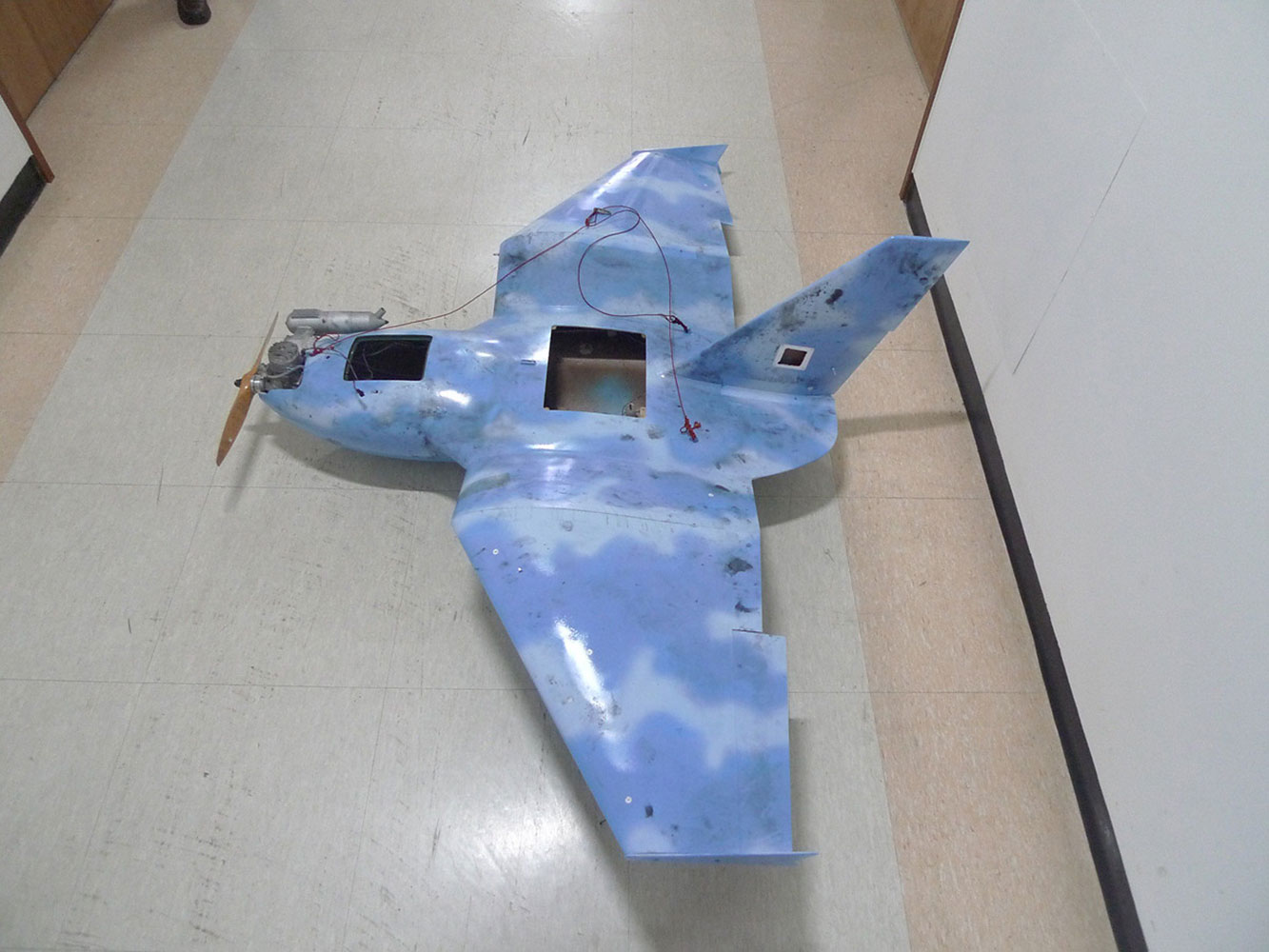 A crashed drone found on March 24, 2014 in Paju, north of Seoul.