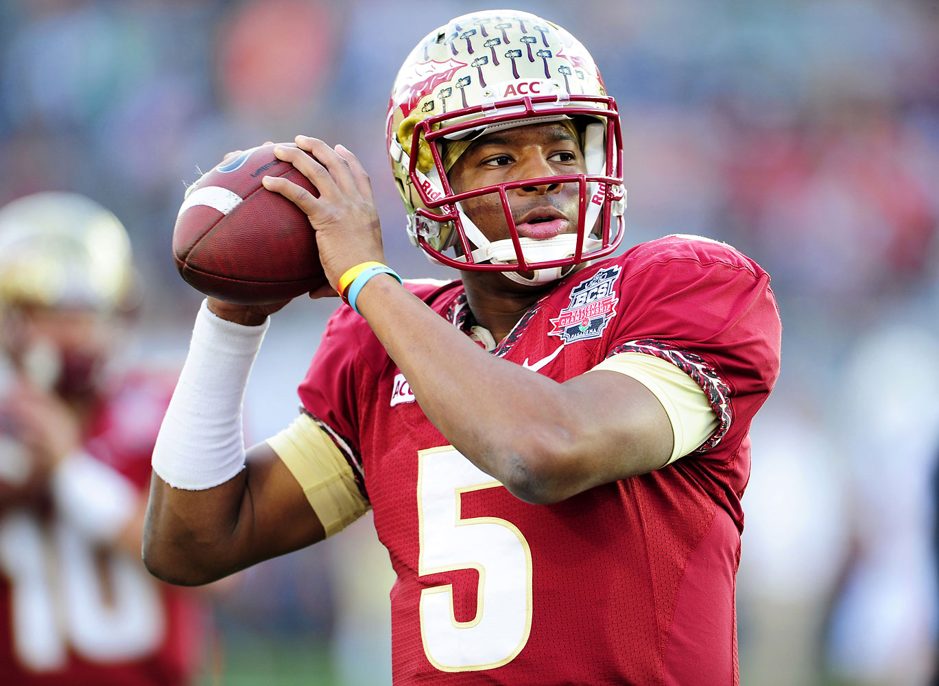 Jameis Winston of the Florida State Seminoles in action during the BCS National Championship. Florida State defeated Auburn 34-31 in the game at the Rose Bowl in Pasadena, Calif., Jan. 6 2014.