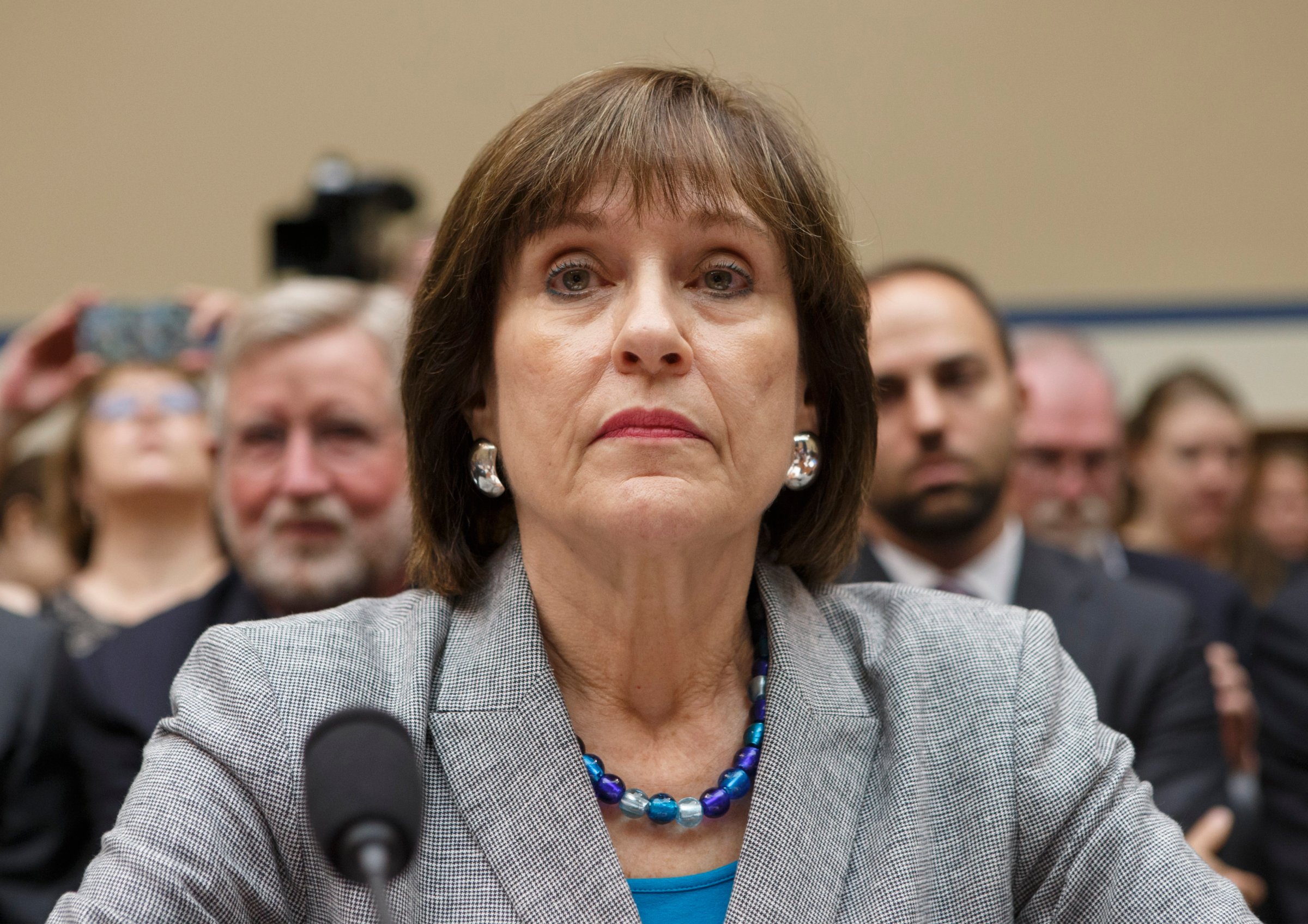 Internal Revenue Service official Lois Lerner refuses to answer questions as the House Oversight Committee holds a hearing to investigate the extra scrutiny the IRS gave Tea Party and other conservative groups that applied for tax-exempt status, on Capitol Hill in Washington, D.C., on May 22, 2013.