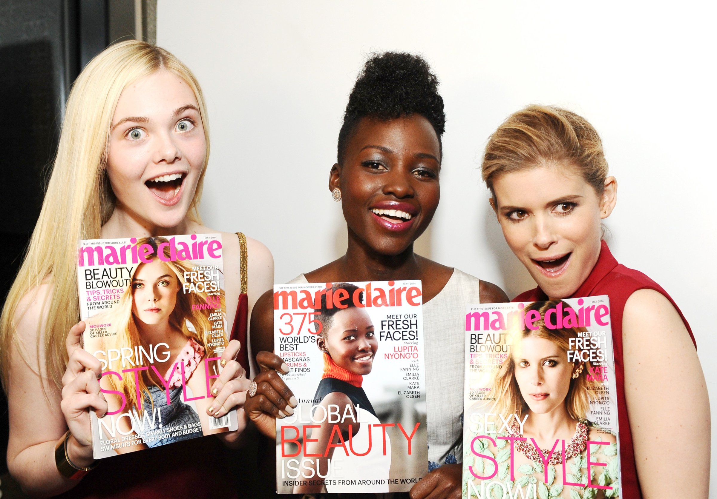 From left: Elle Fanning, Lupita Nyong'o and Kate Mara attend Marie Claire Celebrates May Cover Stars on April 8, 2014 in West Hollywood, Calif.