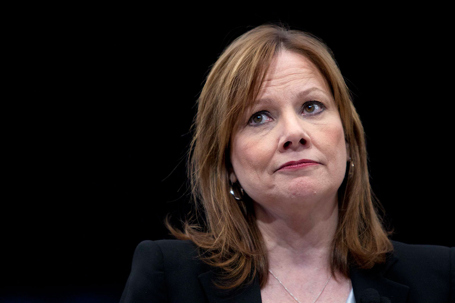 General Motors CEO Mary Barra appears onstage during a launch event for new Chevrolet cars before the New York Auto Show in New York April 15, 2014.