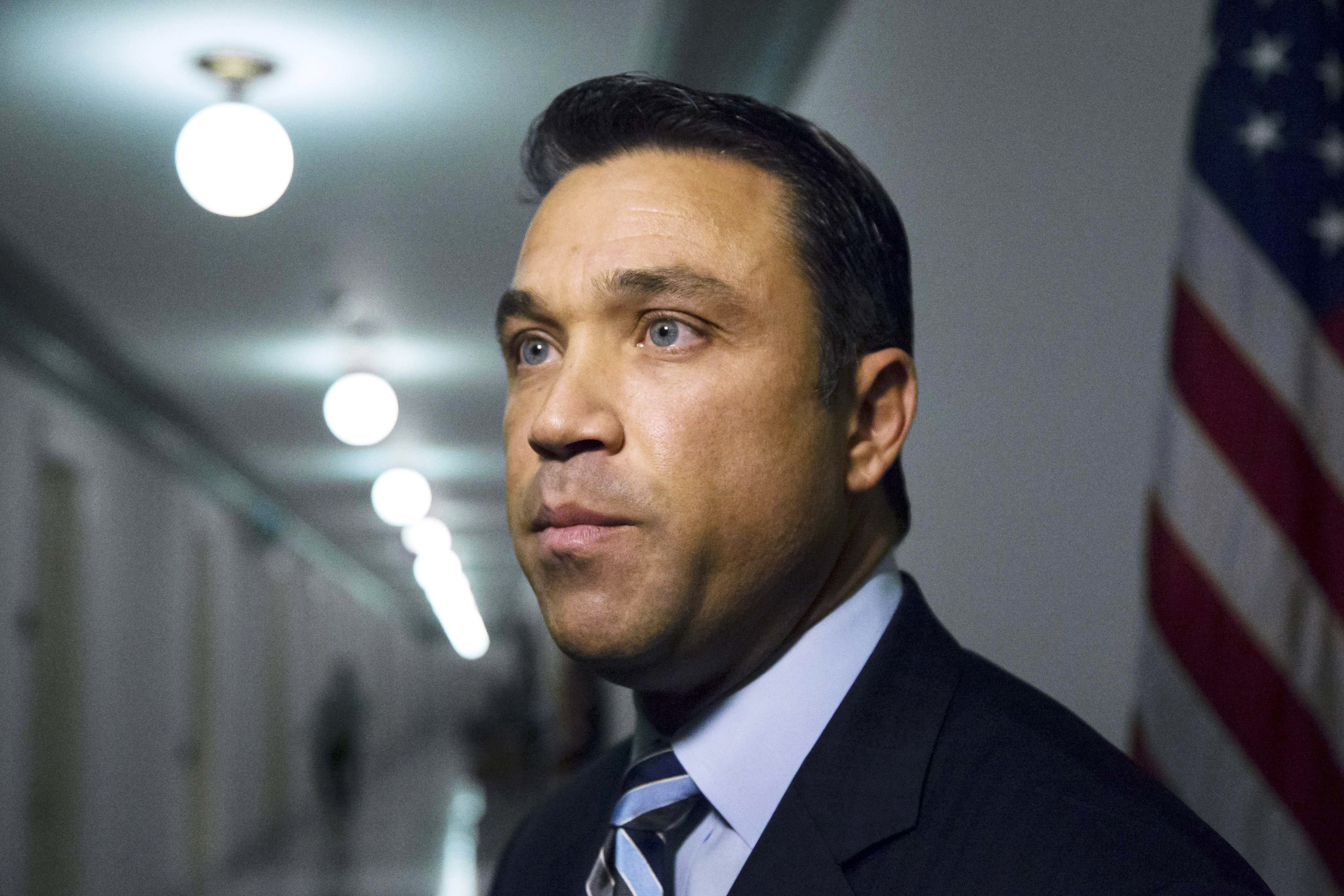 U.S. Representative Michael Grimm (R-NY) talks to reporters outside his office on Capitol Hill in Washington April 29, 2014. (Jonathan Ernst—Reuters)