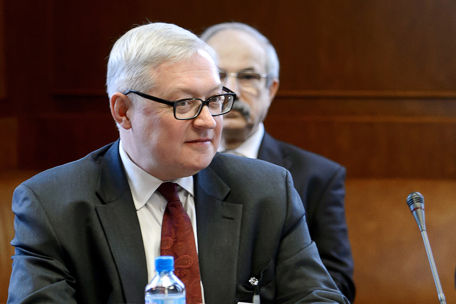 Russian Deputy Foreign Minister Ryabkov looks on at the start of closed-door nuclear talks at the United Nations offices in Geneva