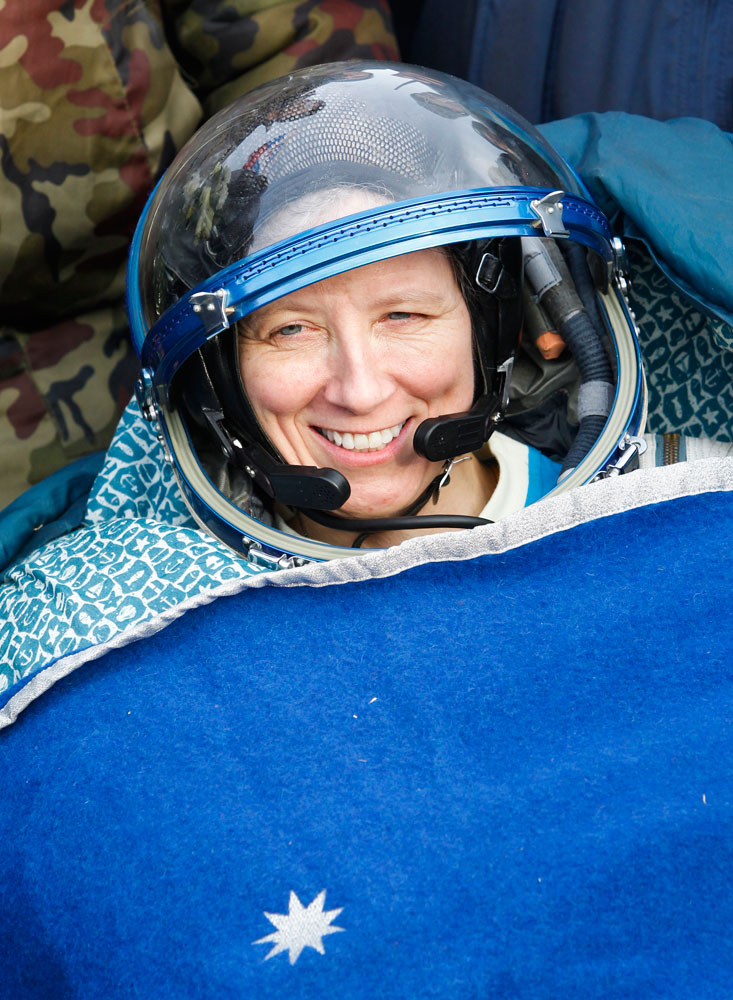NASA astronaut Shannon Walker lands near the town of Arkalyk in northern Kazakhstan, on Nov. 26, 2010.