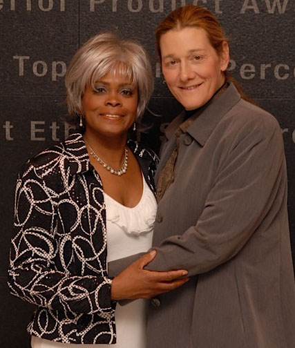 A portrait of Bina and Martine Rothblatt (left to right) photographed in April 2010. (George Tolbert)