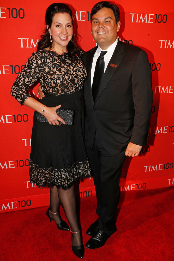 From left: Frozen songwriters and Honorees Kristen Anderson-Lopez and Robert Lopez at the Time 100 Gala at Jazz at Lincoln Center in New York on April, 29, 2014.
