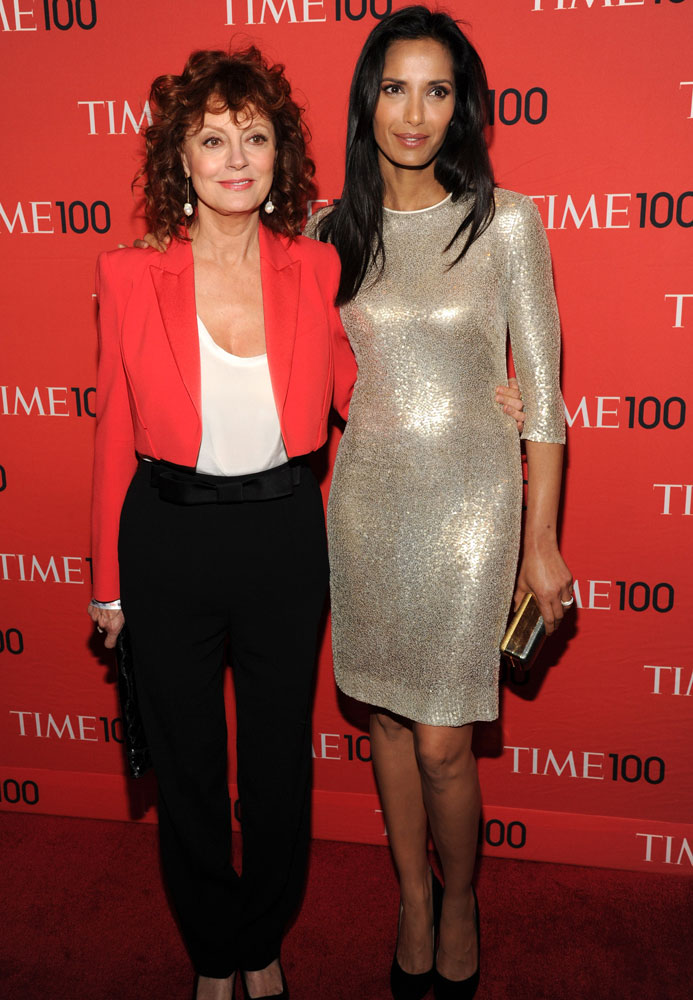 From left: Susan Sarandon and Padma Lakshmi attend the TIME 100 Gala, TIME's 100 most influential people in the world at Jazz at Lincoln Center on April 29, 2014 in New York City.