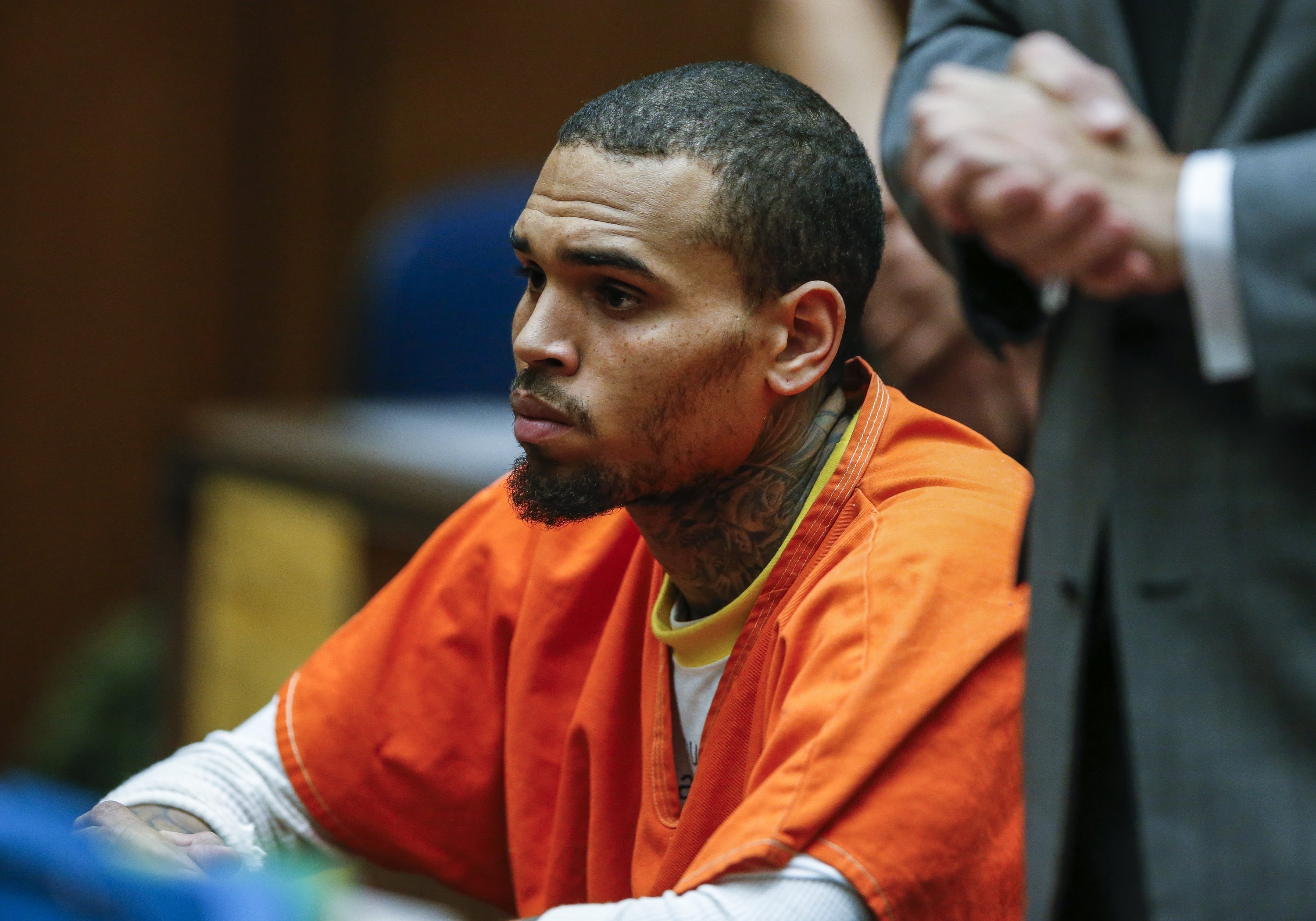 Chris Brown appears in Los Angeles Superior Court, March 17, 2014. (Lucy Nicholson—AP)