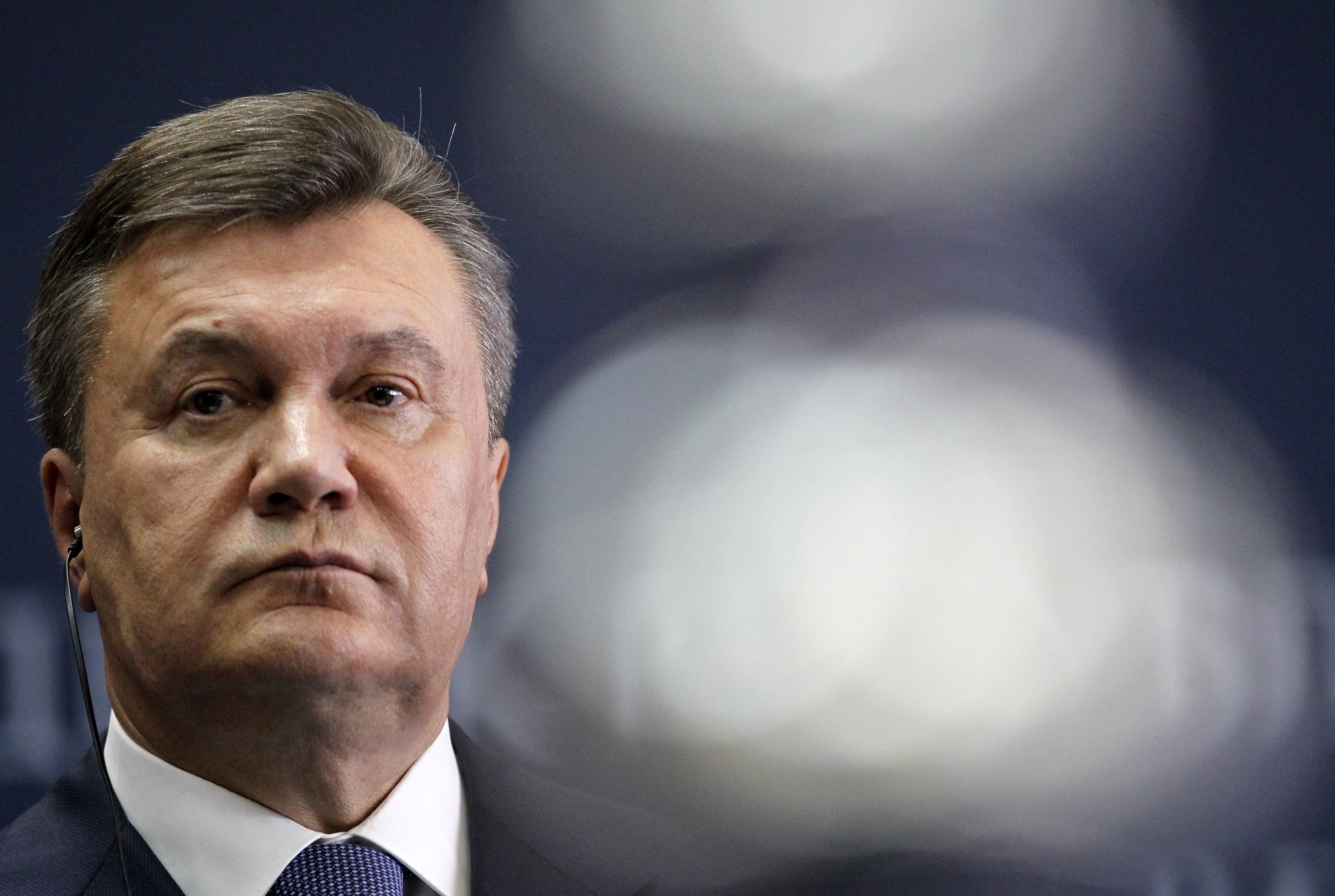 Deposed President Viktor Yanukovych at a news conference in Belgrade, Serbia, June 6, 2013. (Darko Vojinovic&mdash;AP)