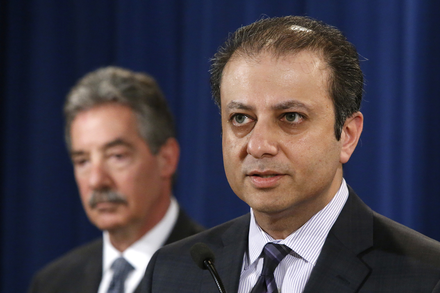 U.S. Attorney for the Southern District of New York Bharara speaks during an announcement of a settlement with Anadarko Petroleum Corp in Washington
