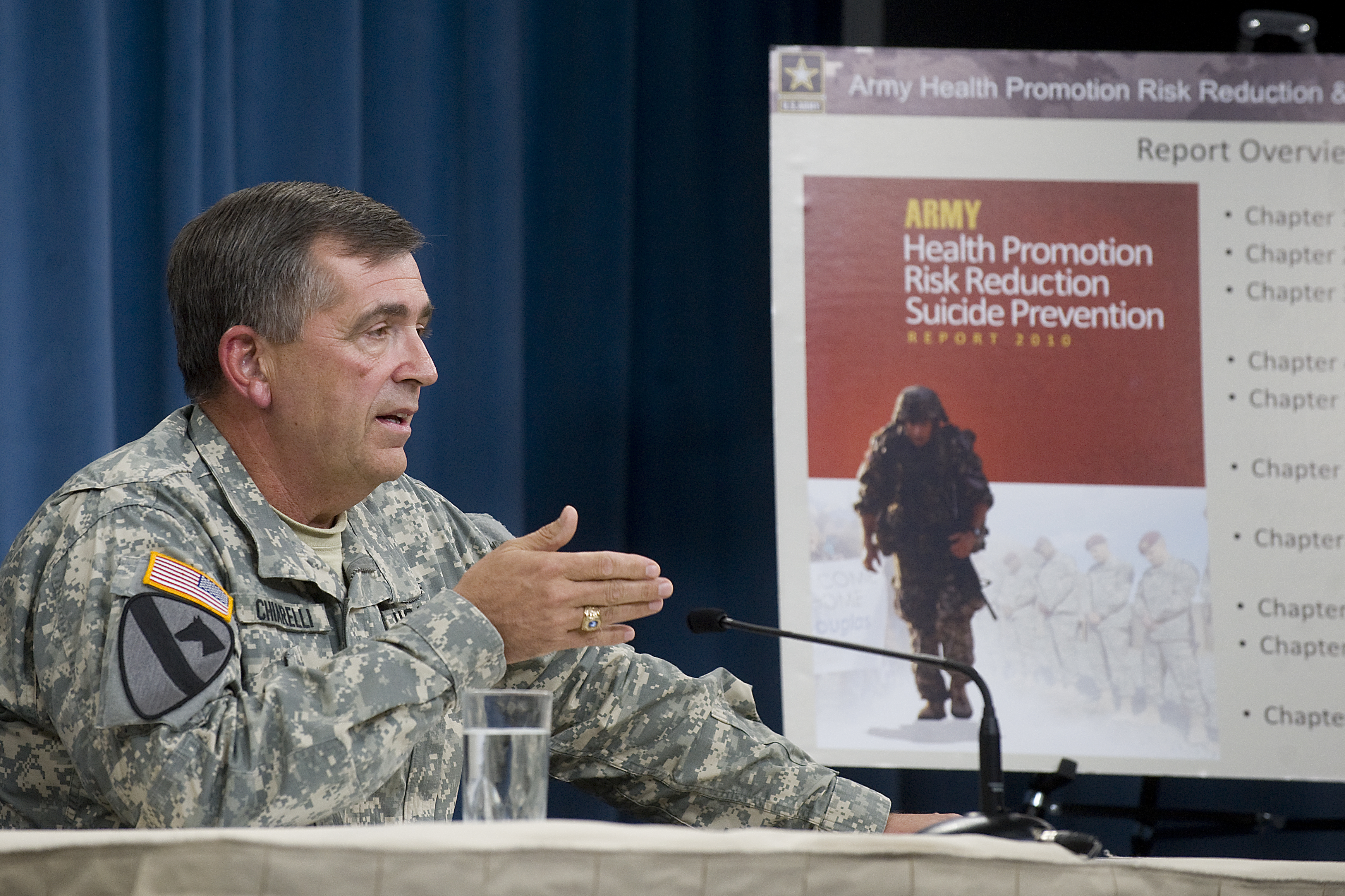 Vice Chief of Staff of the Army General Peter Chiarelli dedicated a lot of time detailing the mental strains of war, including at this 2010 Pentagon briefing. (Army photo / D. Myles Cullen)